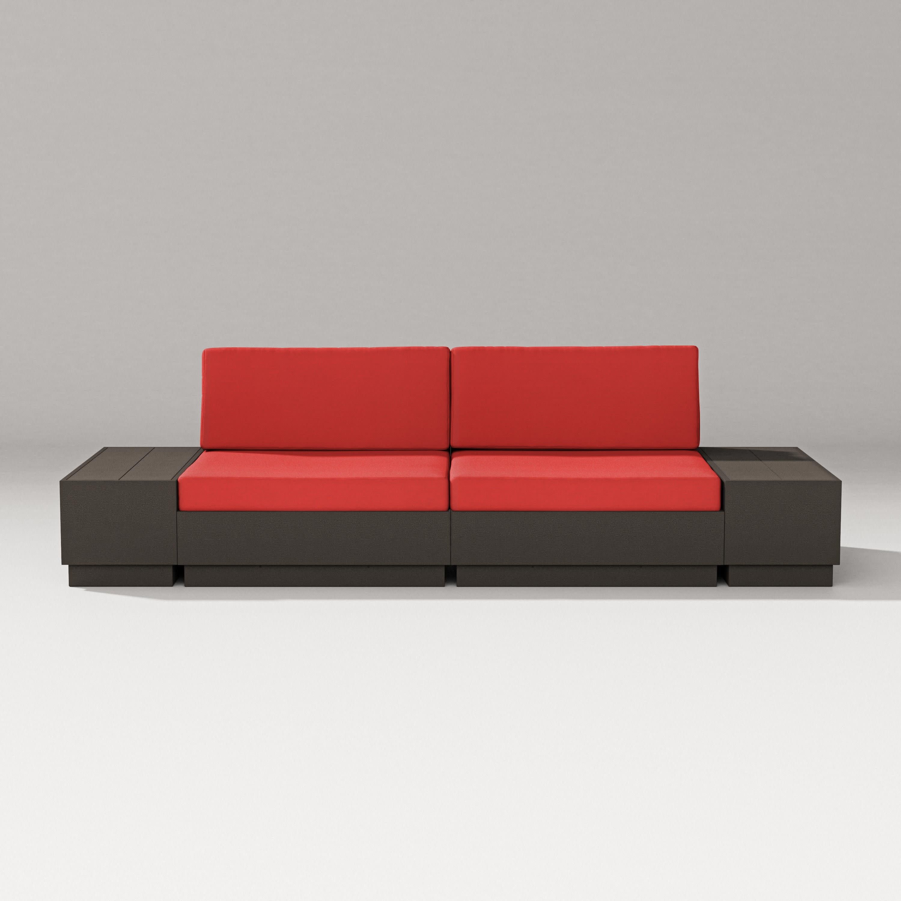 Elevate 4-Piece Loveseat Sectional in Vintage Coffee / Crimson Linen