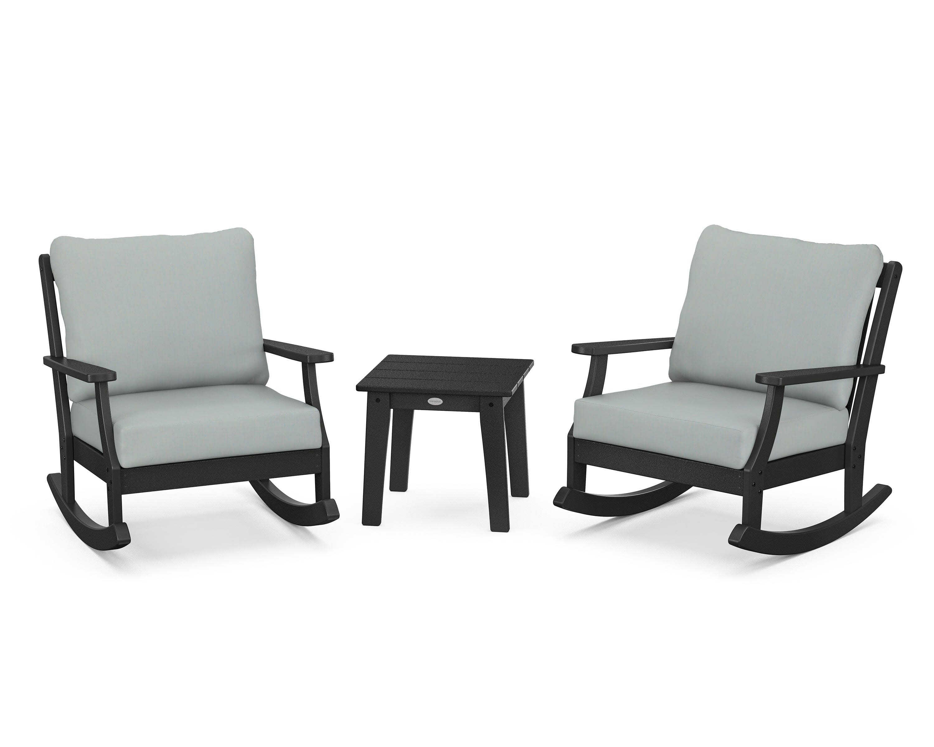 Braxton 3-Piece Deep Seating Rocker Set in Black / Spa