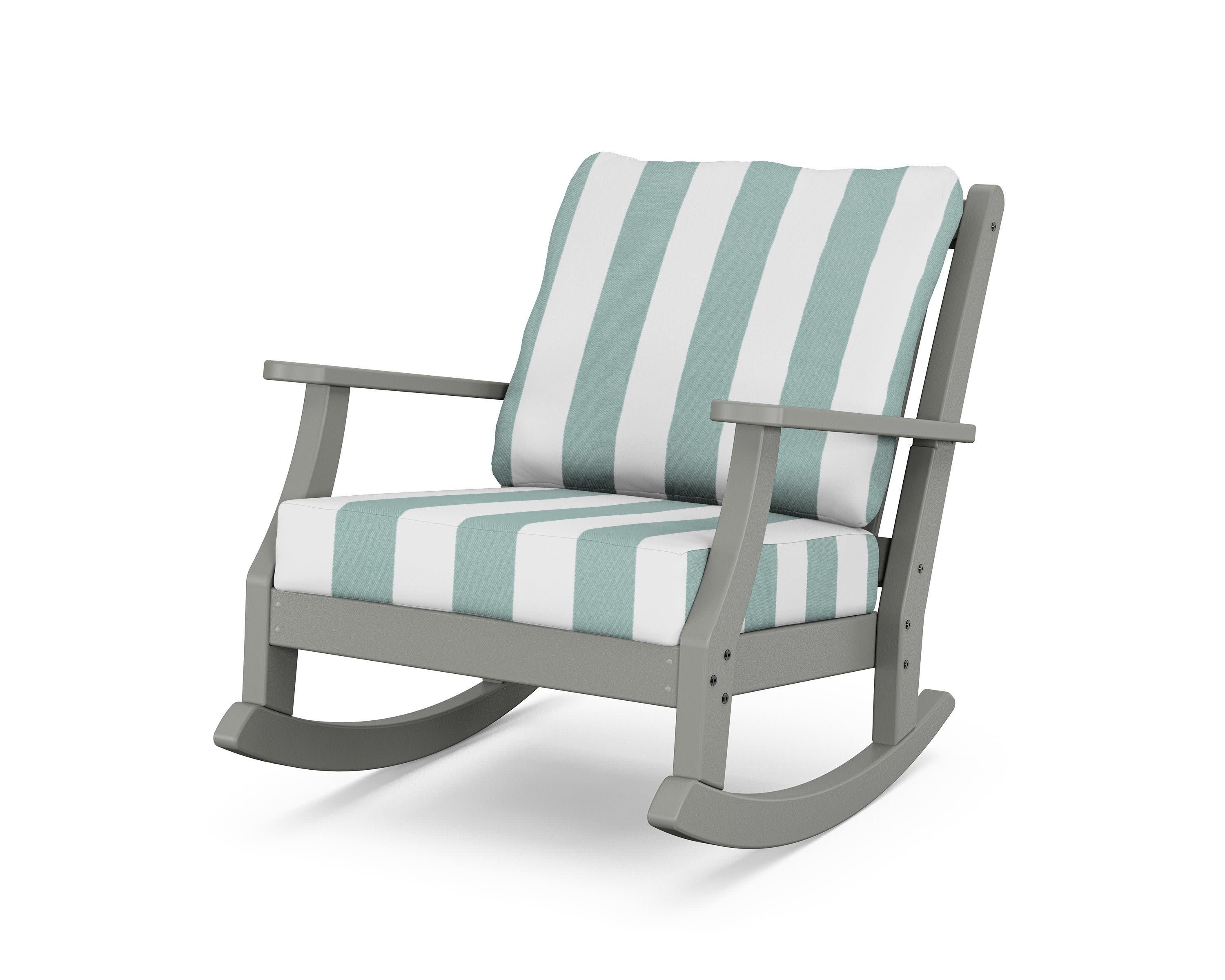 Wovendale Deep Seating Rocking Chair in Slate Grey / Cabana Stripe Glacier Spa