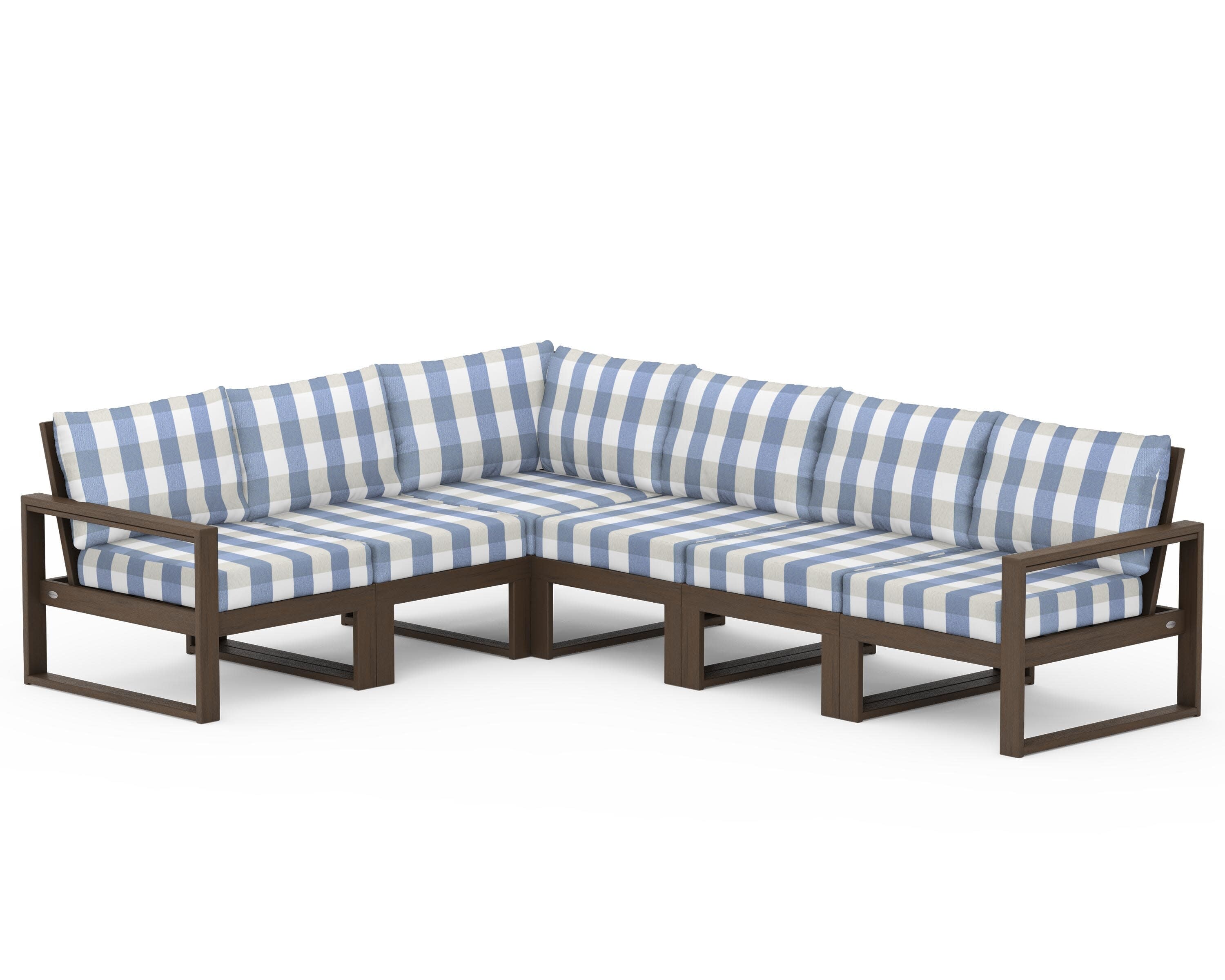 EDGE 6-Piece Modular Deep Seating Set in Kona / Buffalo Plaid Sky Blue