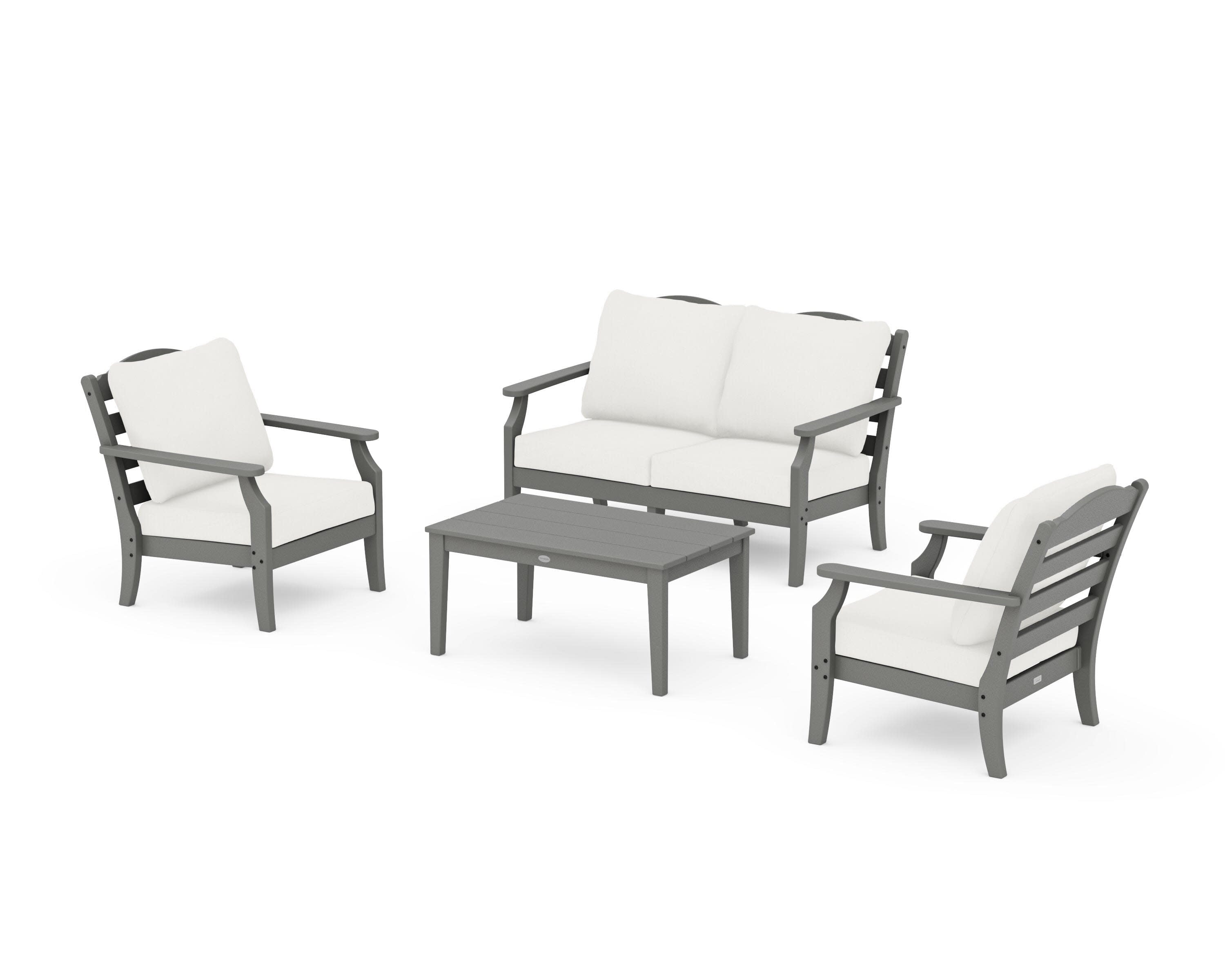 Savannah 4-Piece Deep Seating Set with Loveseat in Slate Grey / Natural Linen