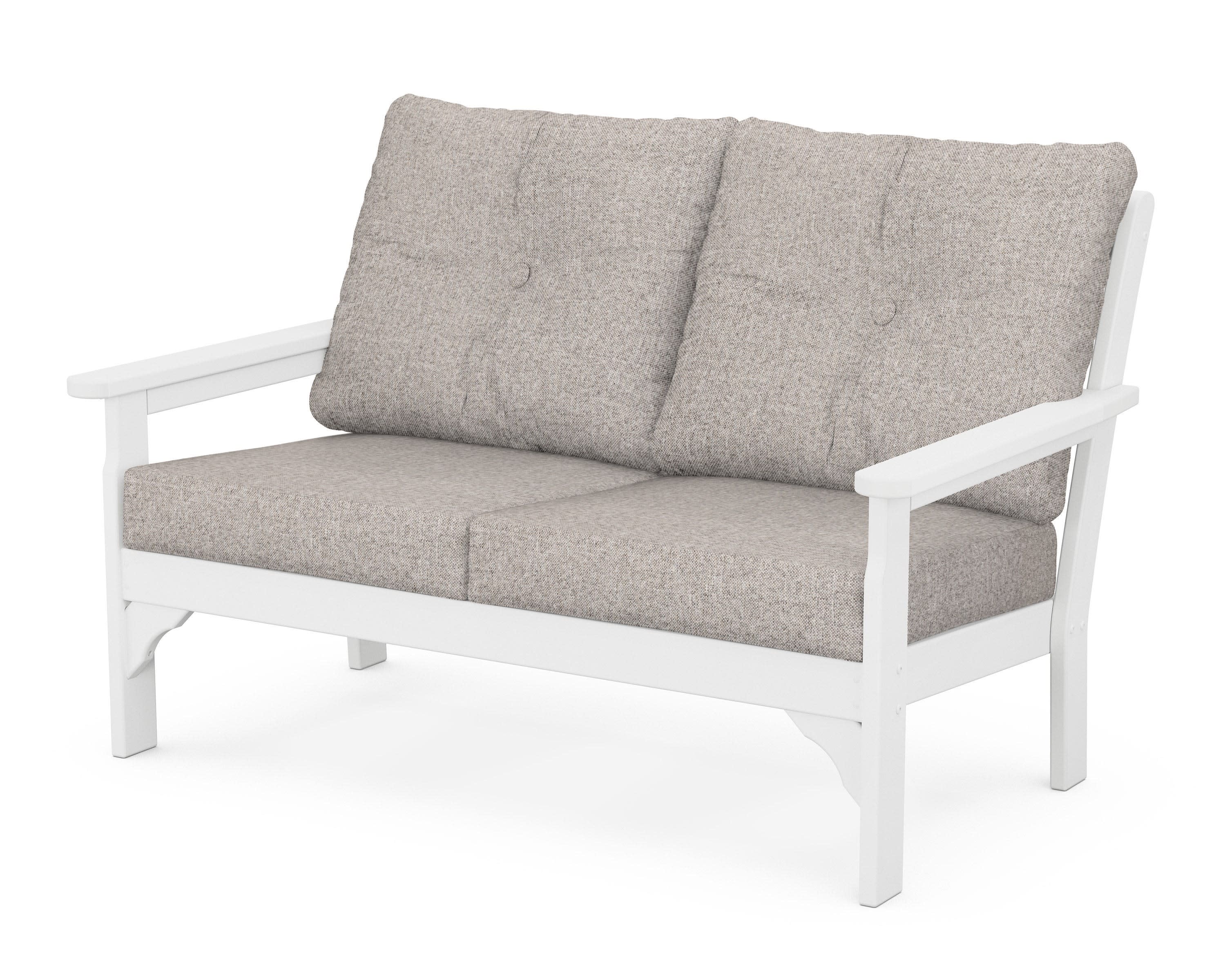 Vineyard Deep Seating Loveseat in White / Weathered Tweed