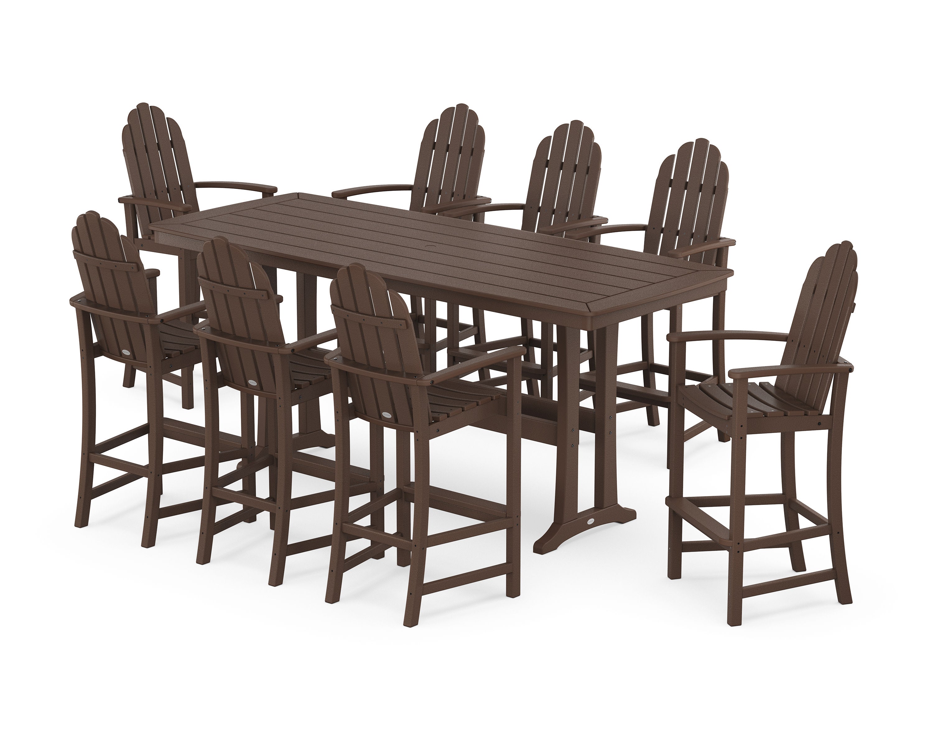 Classic Adirondack 9-Piece Bar Set with Trestle Legs in Mahogany