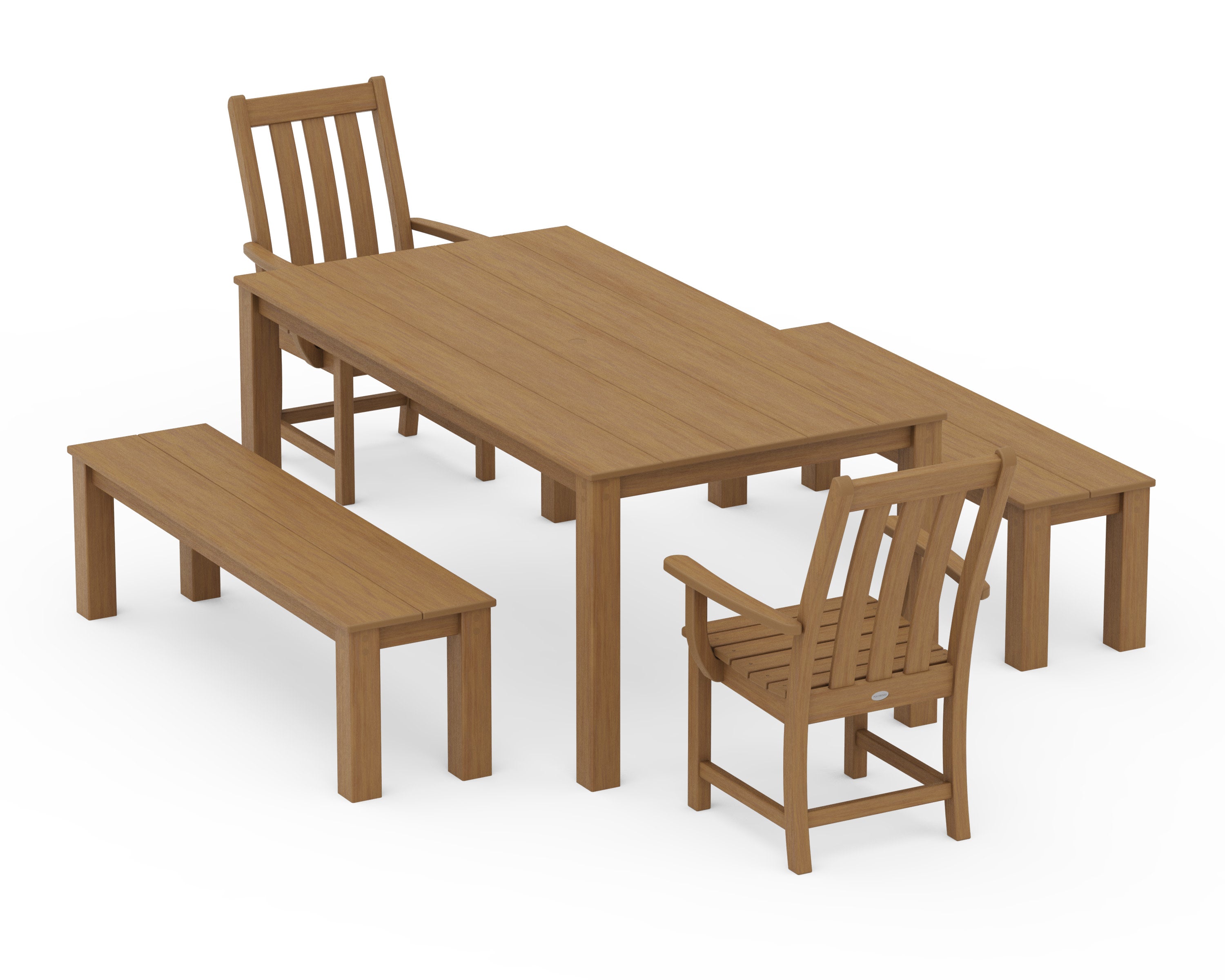 Vineyard 5-Piece Parsons Dining Set with Benches in Natural