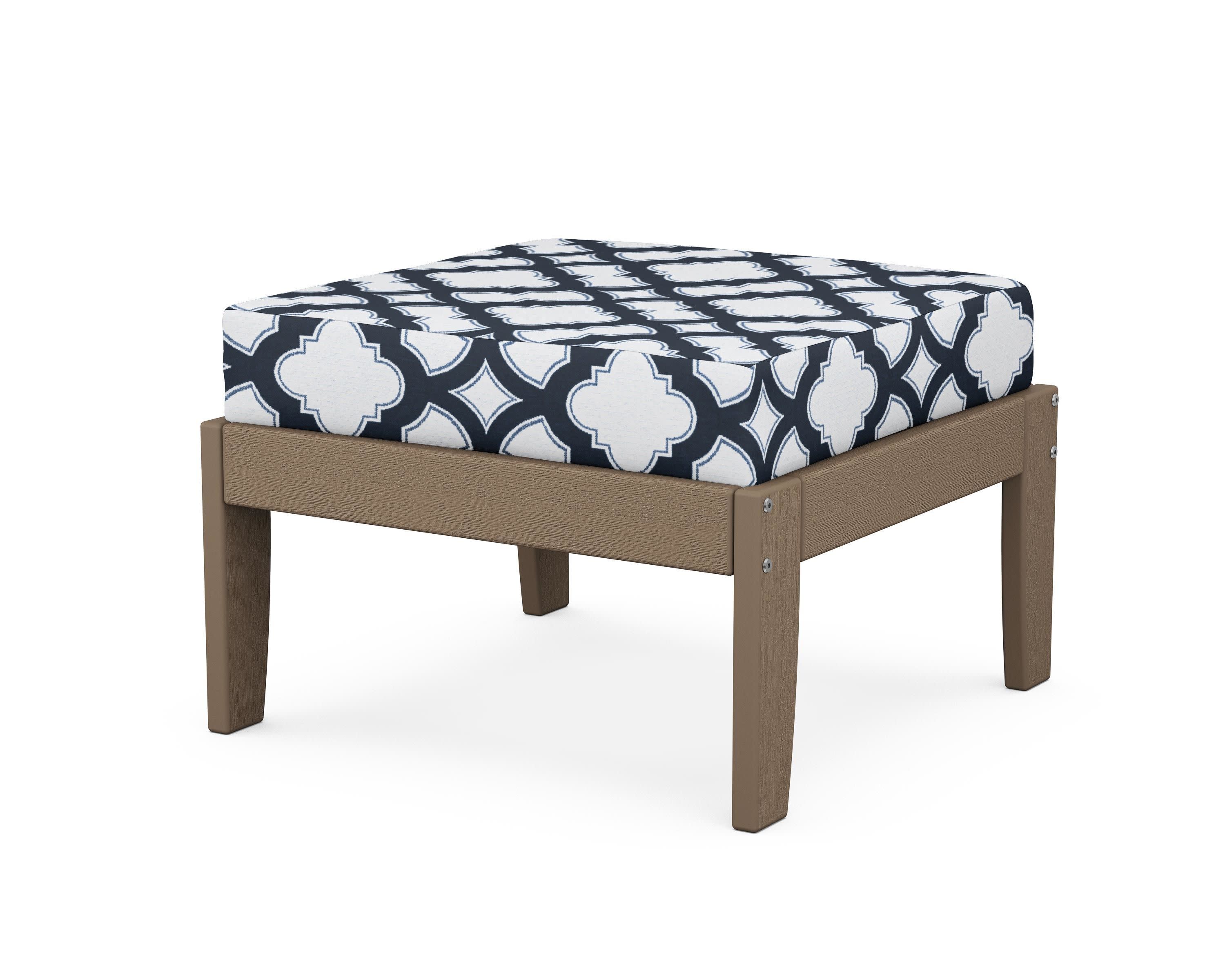 Modular Ottoman - Classic in Vintage Sahara / Trellis Marine Indigo