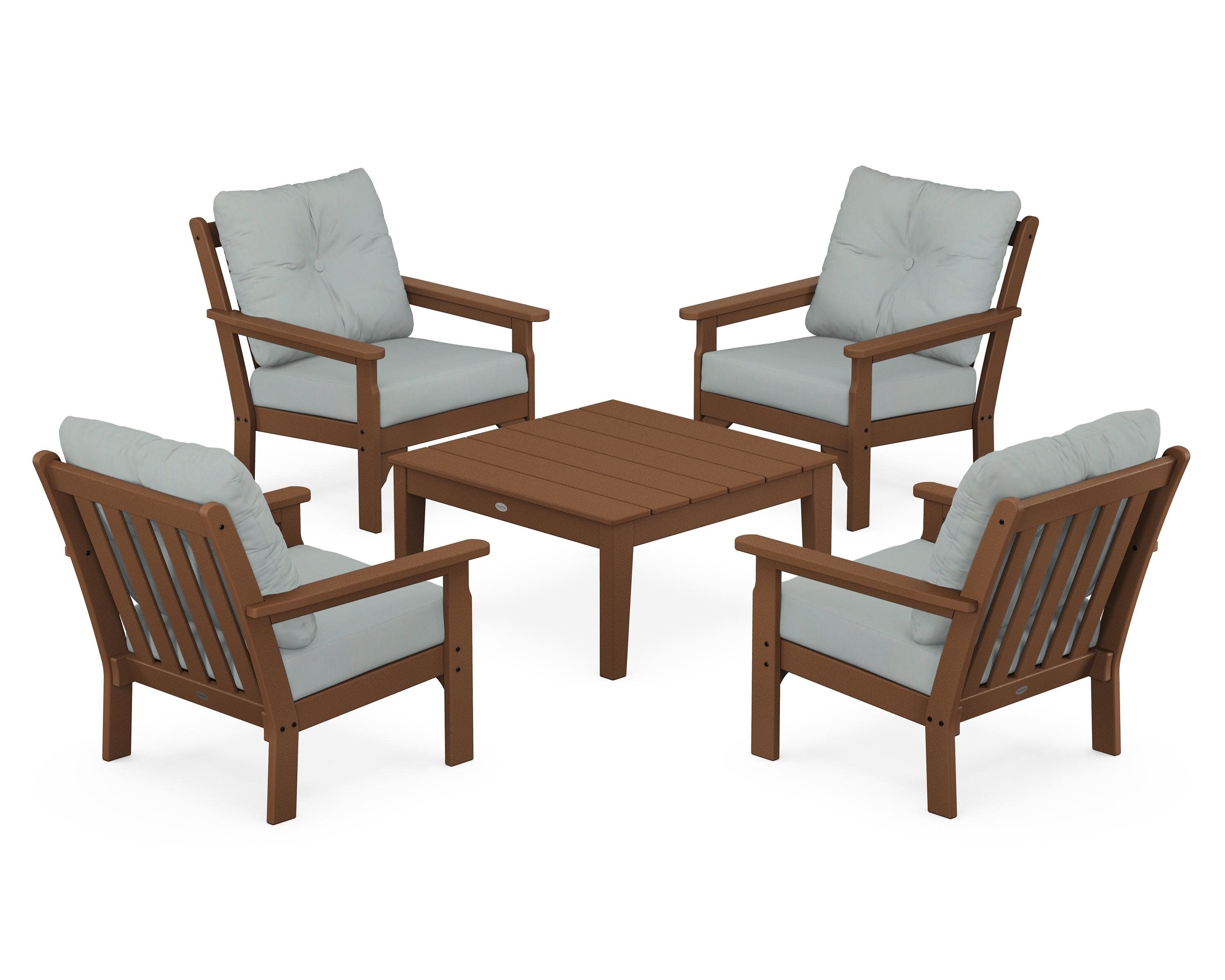 Vineyard 5-Piece Deep Seating Conversation Set in Teak / Spa