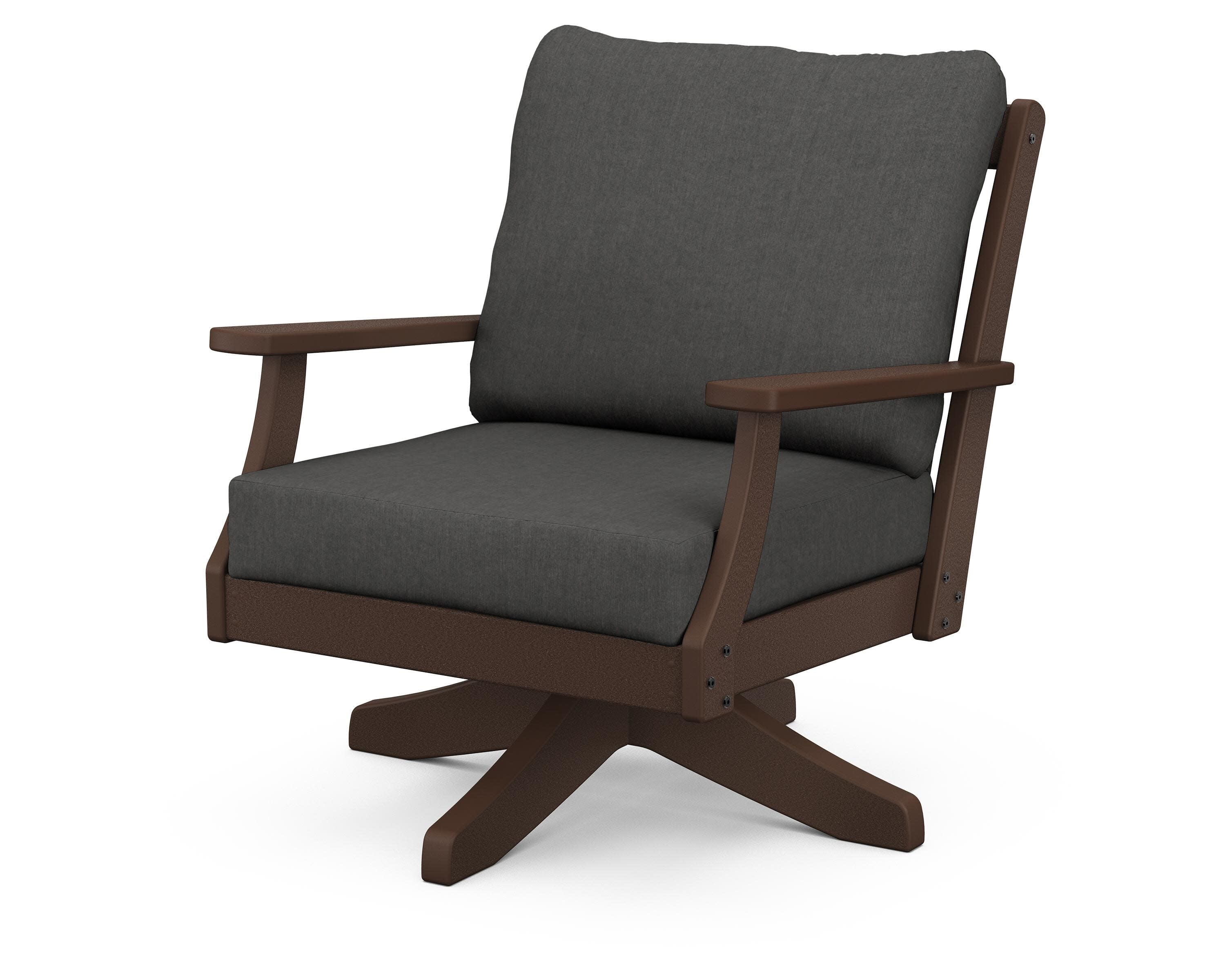 Braxton Deep Seating Swivel Chair in Mahogany / Spectrum Carbon