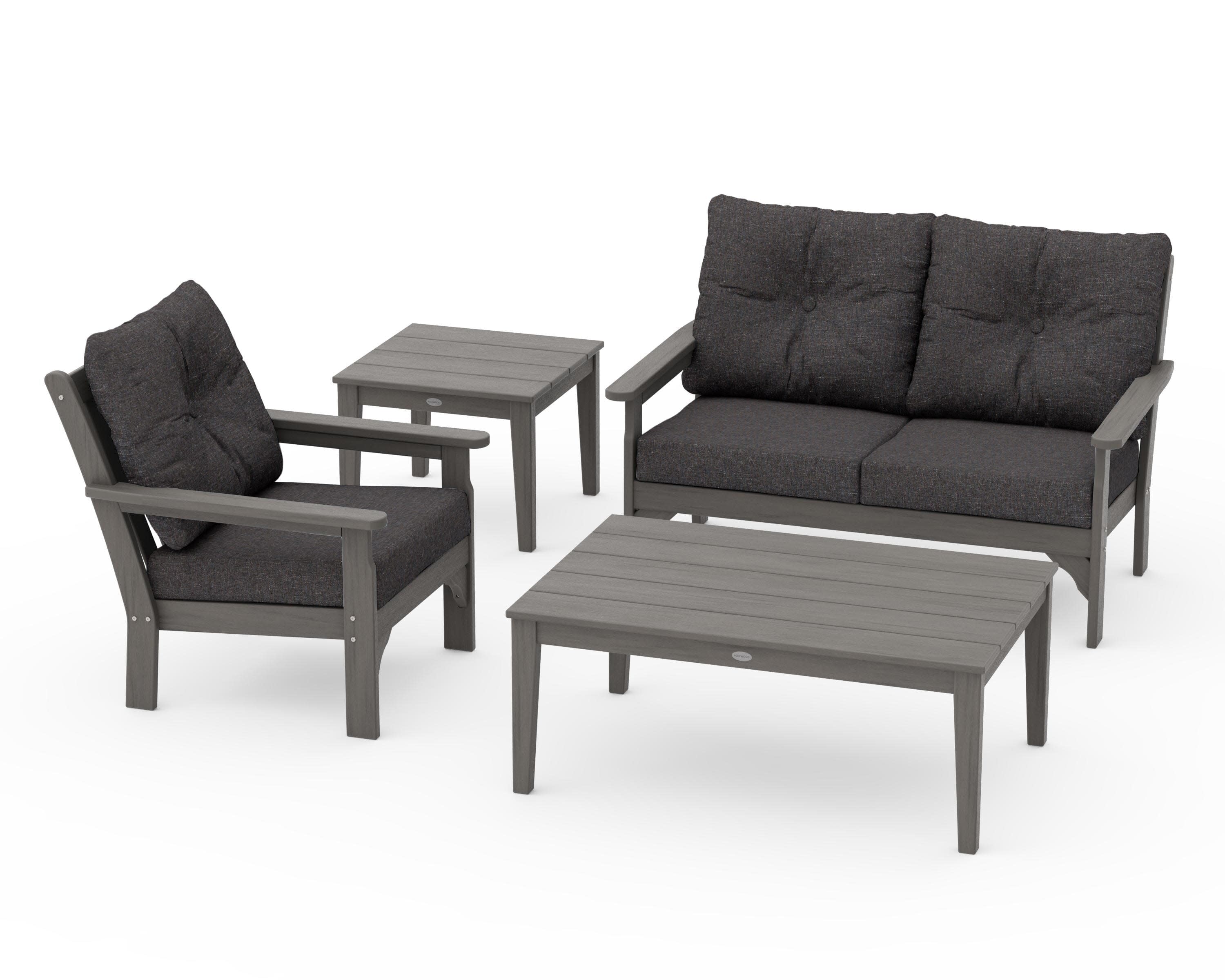 Vineyard 4-Piece Deep Seating Set in Driftwood / Ash Charcoal