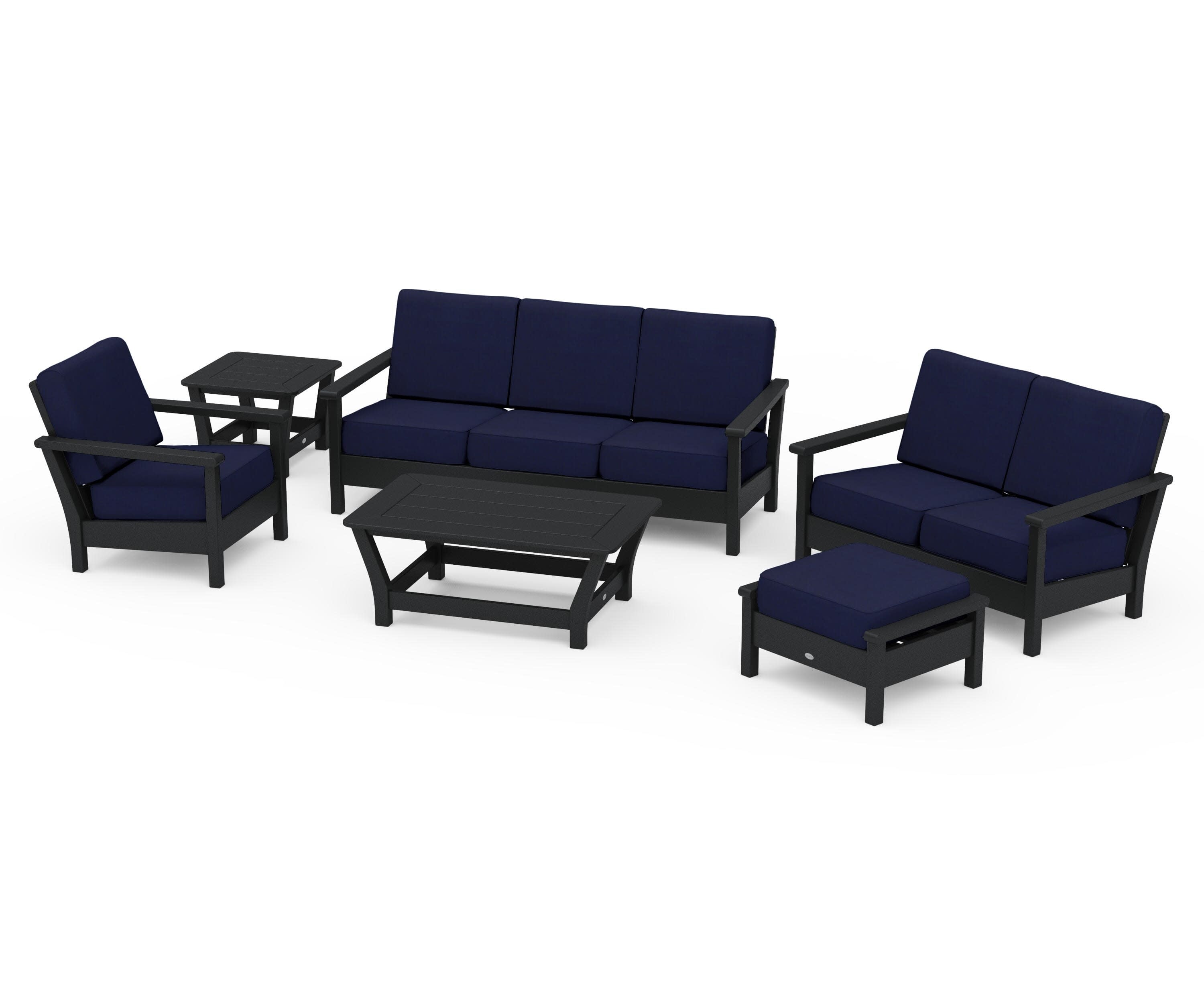 Harbour 6-Piece Outdoor Living Set in Black / Navy