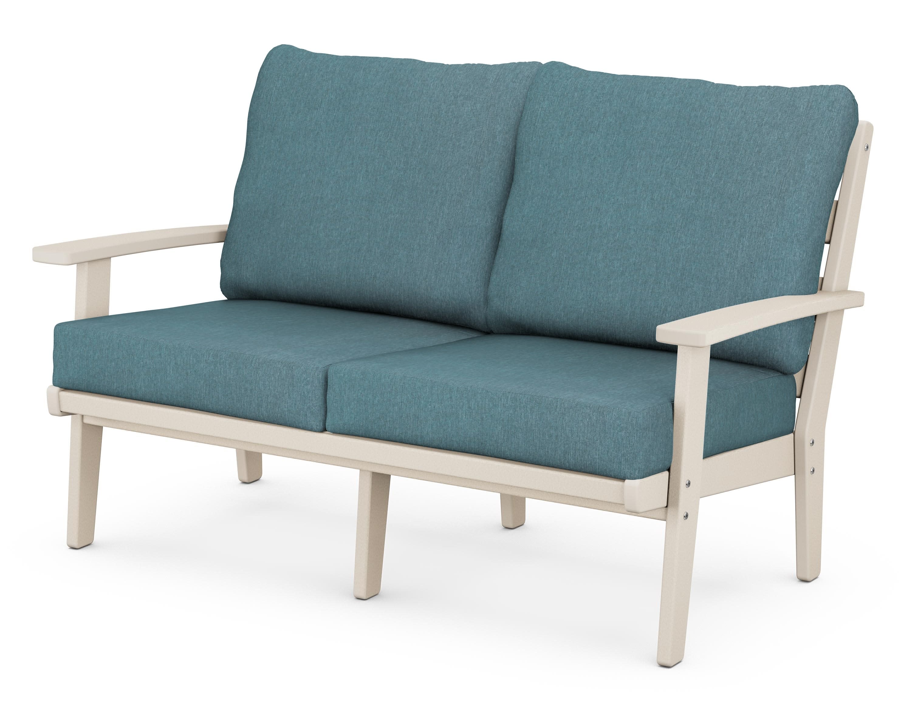 Grant Park Deep Seating Loveseat in Sand / Ocean Teal