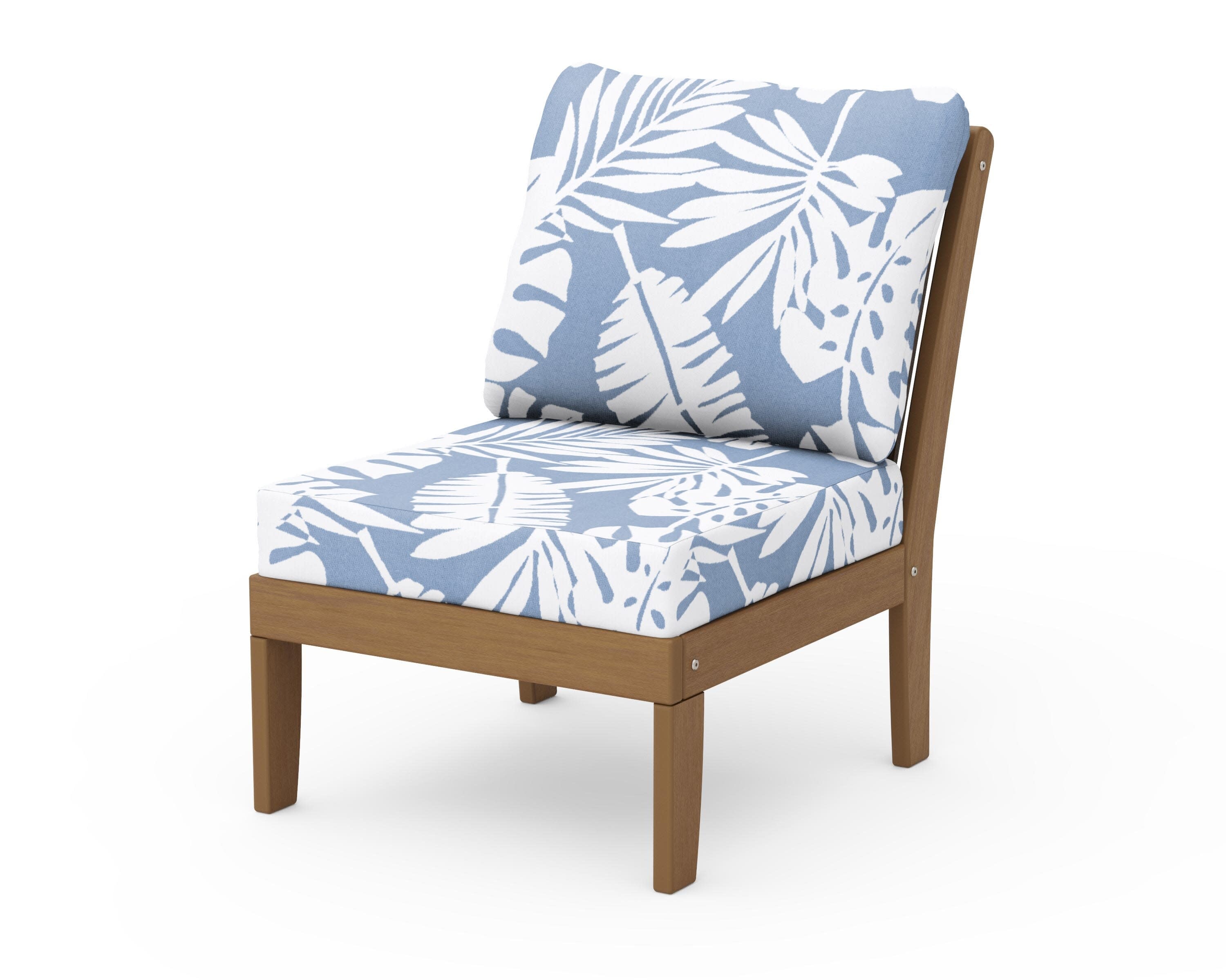 Braxton Modular Armless Chair in Natural / Leaf Sky Blue