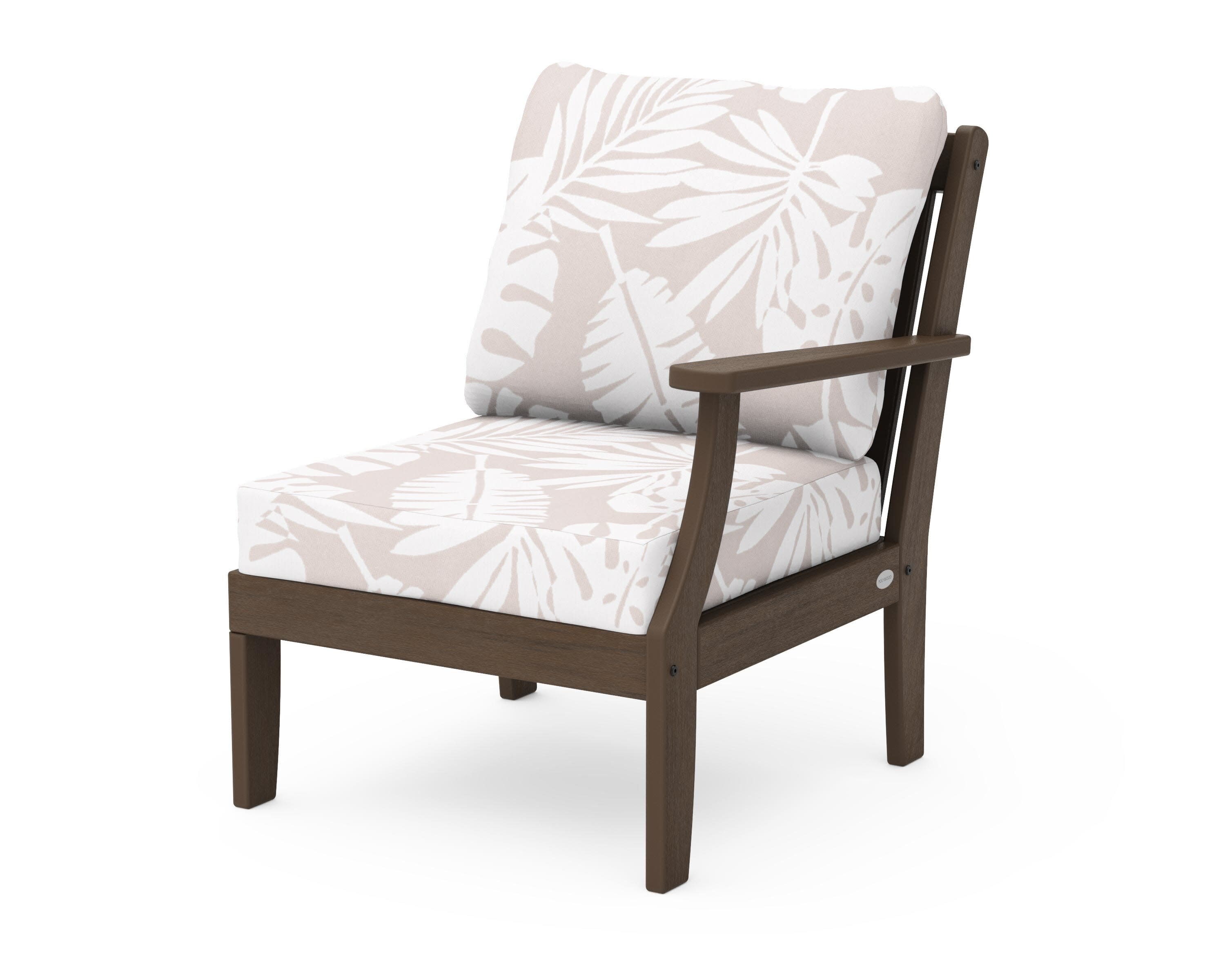 Braxton Modular Right Arm Chair in Kona / Leaf Dune Burlap