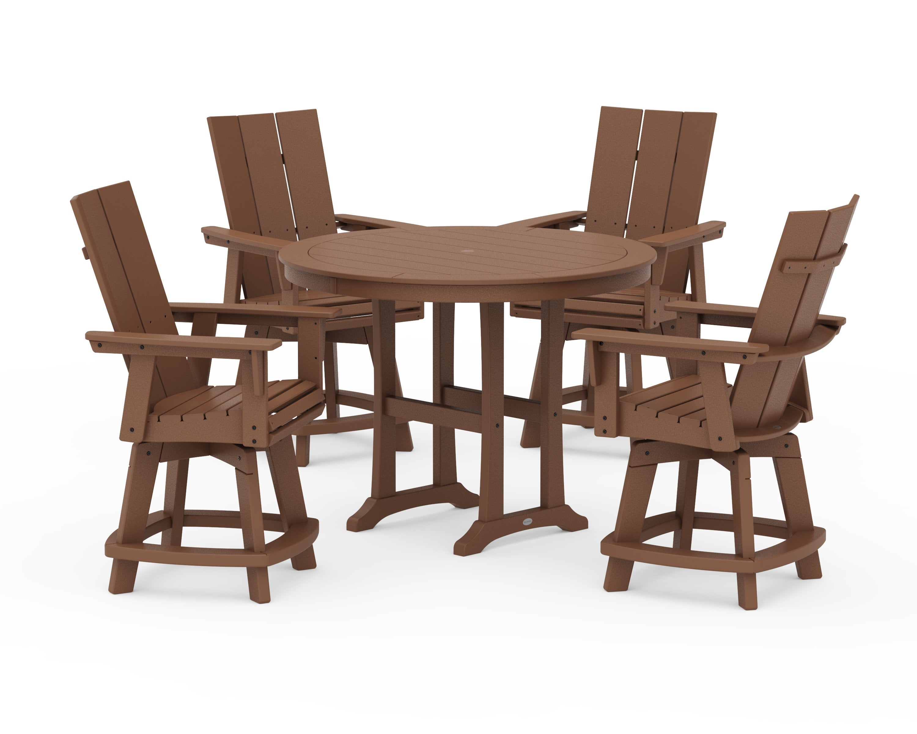 5-Piece Modern Swivel Counter Set in Teak