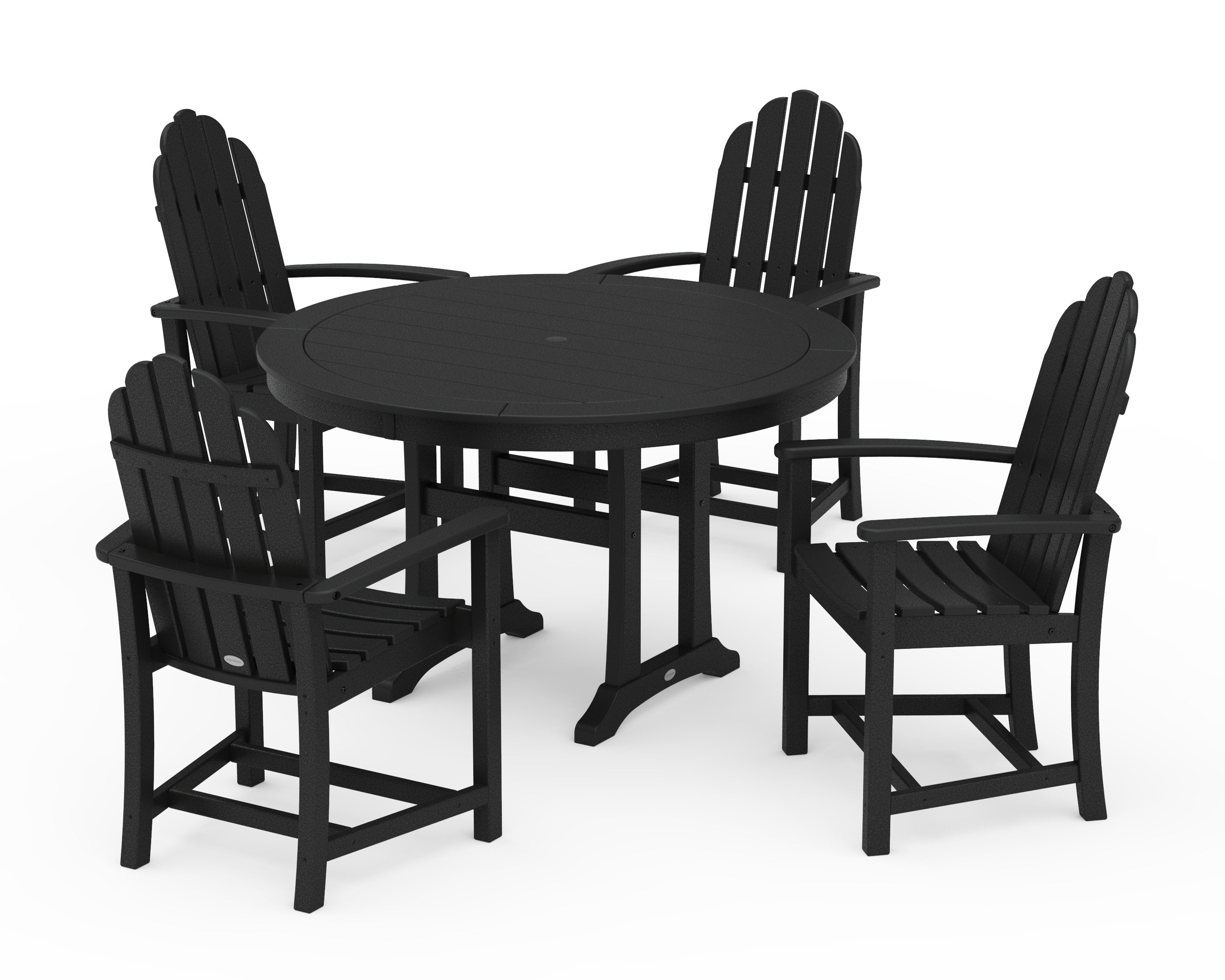 Classic Adirondack 5-Piece Round Dining Set with Trestle Legs in Black