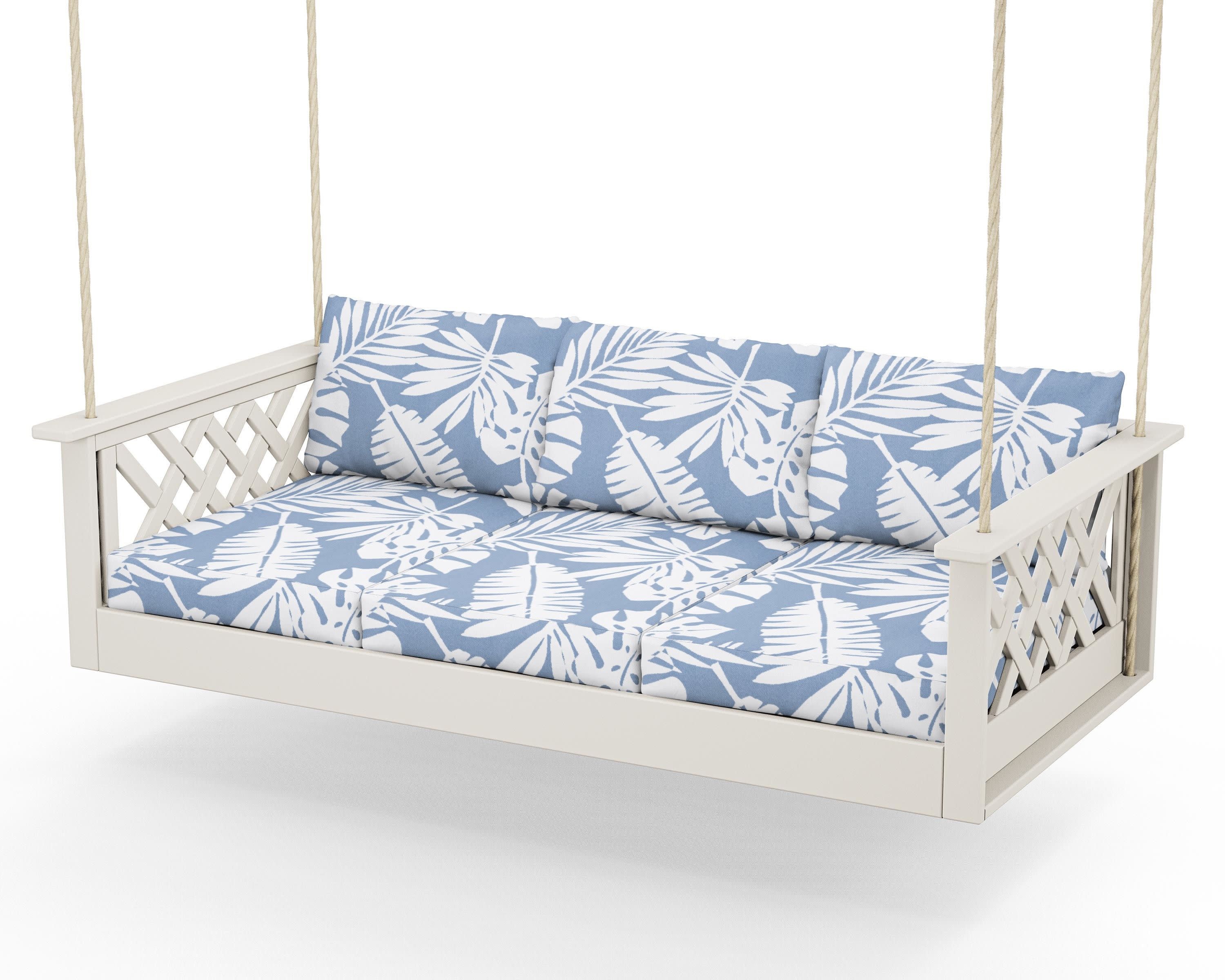 Wovendale Daybed Swing in Sand / Leaf Sky Blue