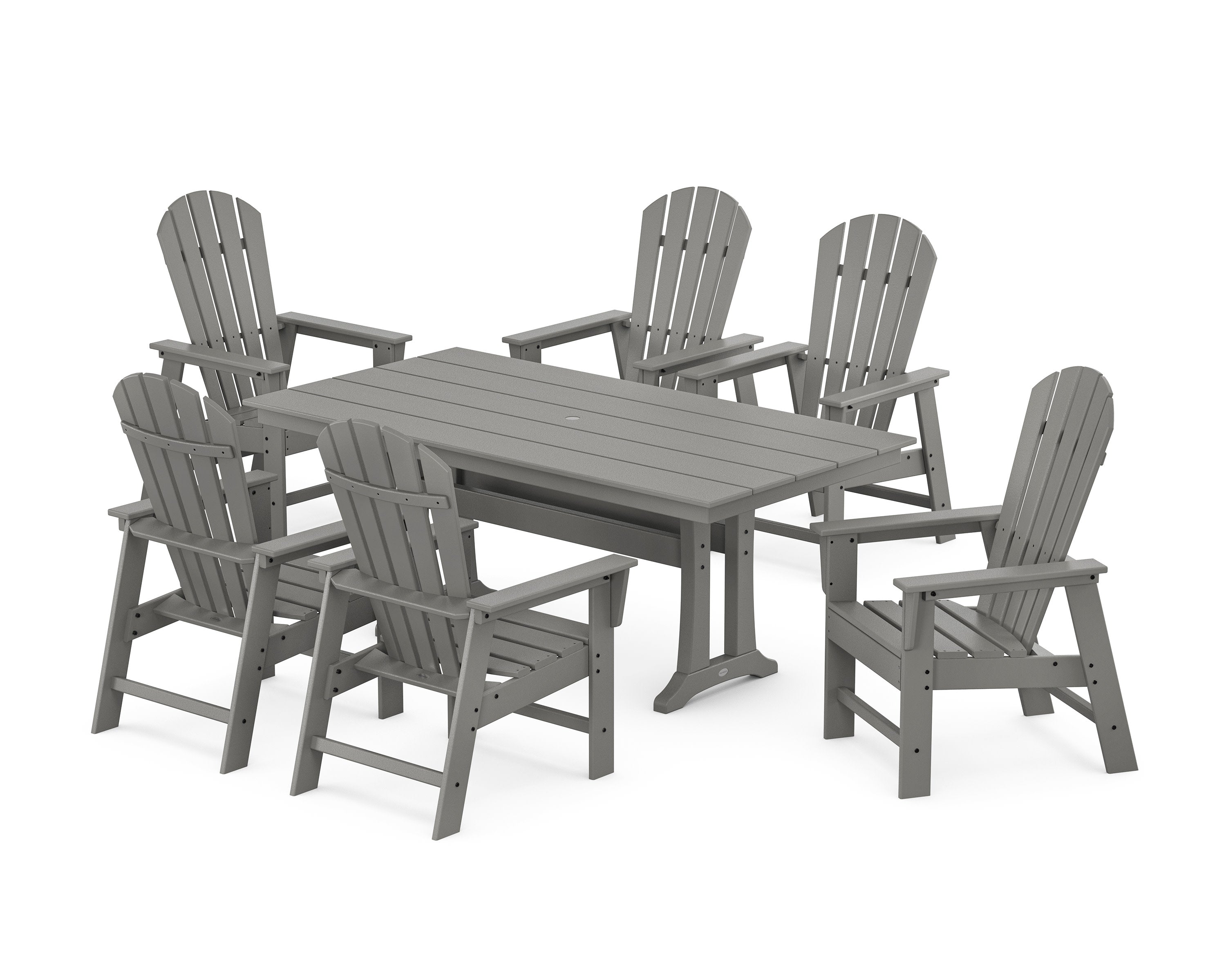 South Beach 7-Piece Farmhouse Dining Set with Trestle Legs in Slate Grey