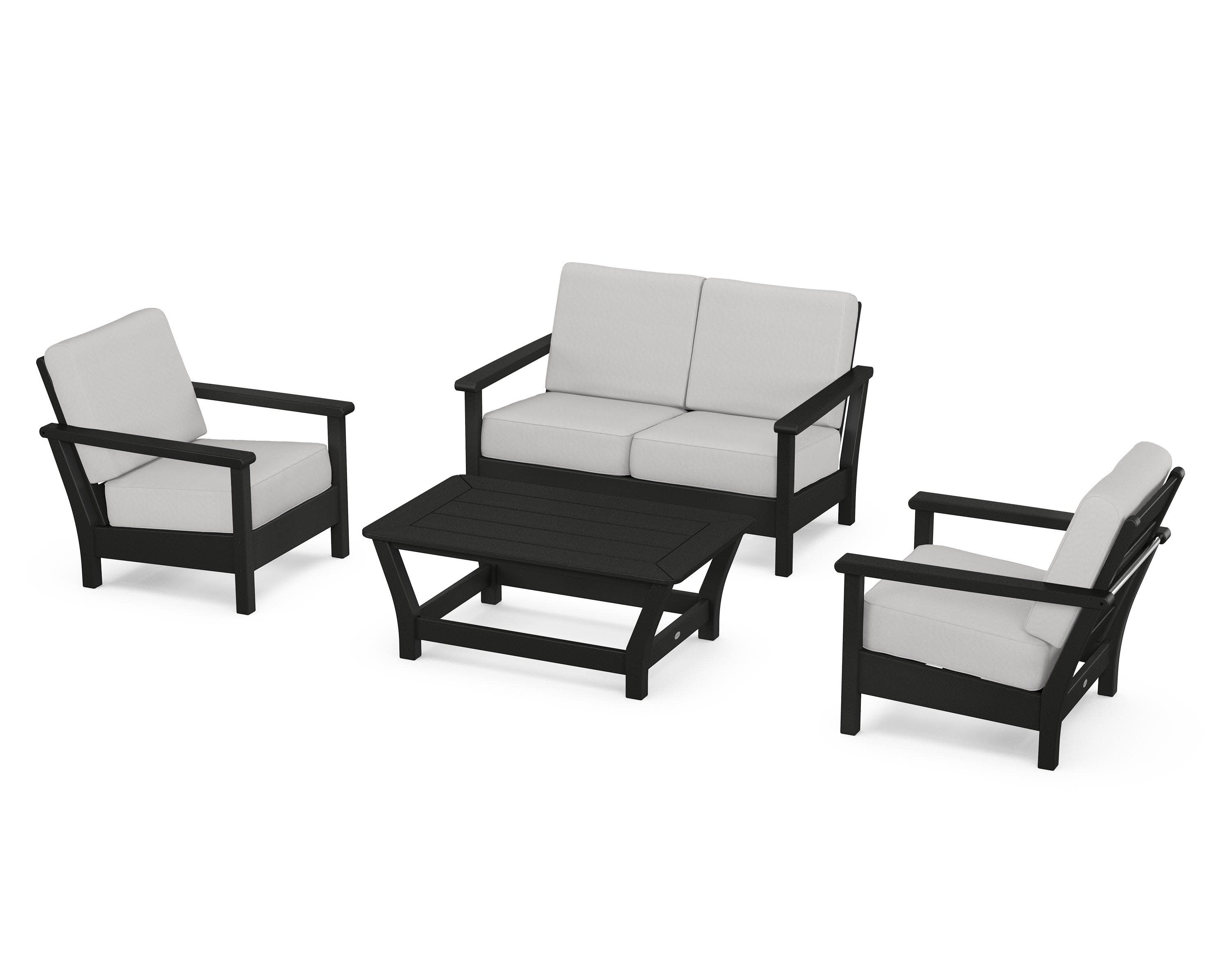 Harbour 4-Piece Deep Seating Set in Black / Diamond in the Rough