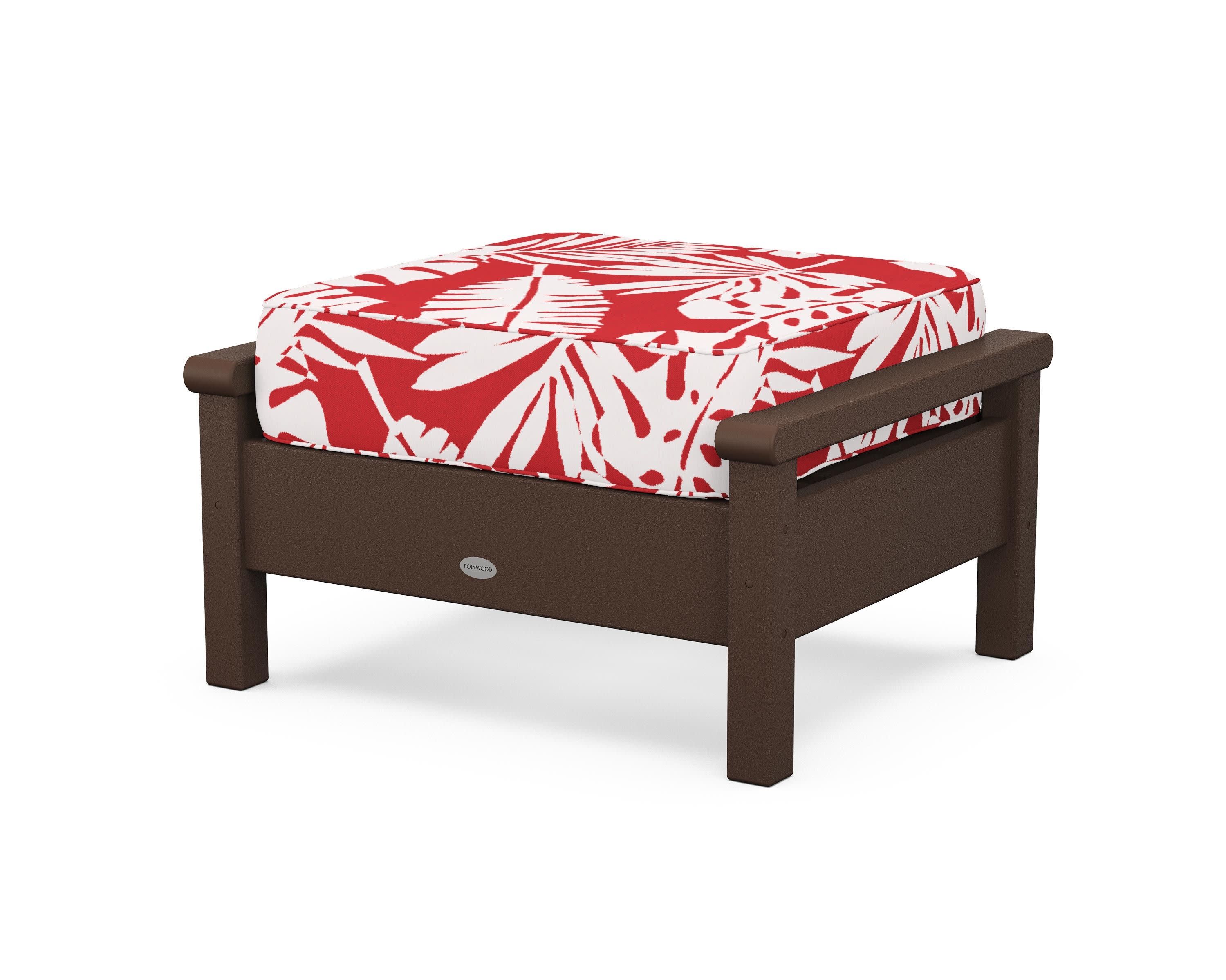 Harbour Deep Seating Ottoman in Mahogany / Leaf Crimson