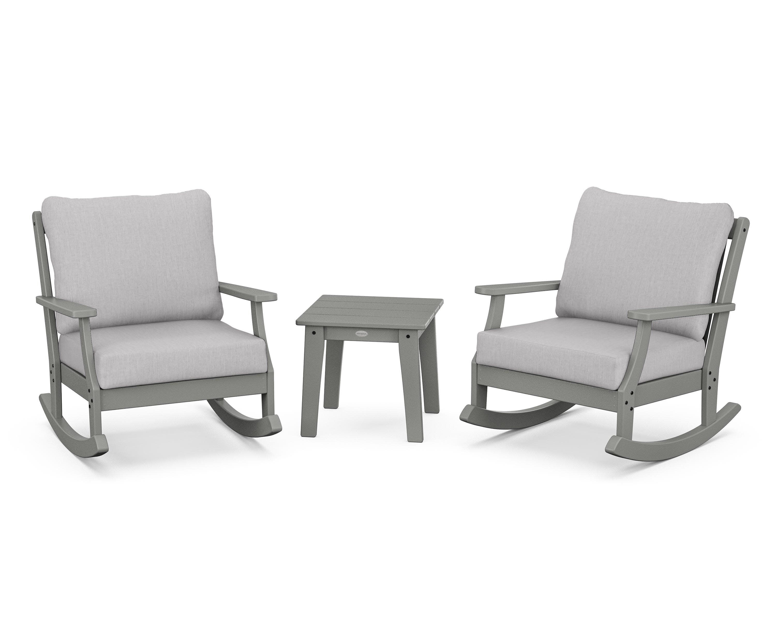 Braxton 3-Piece Deep Seating Rocker Set in Slate Grey / Granite