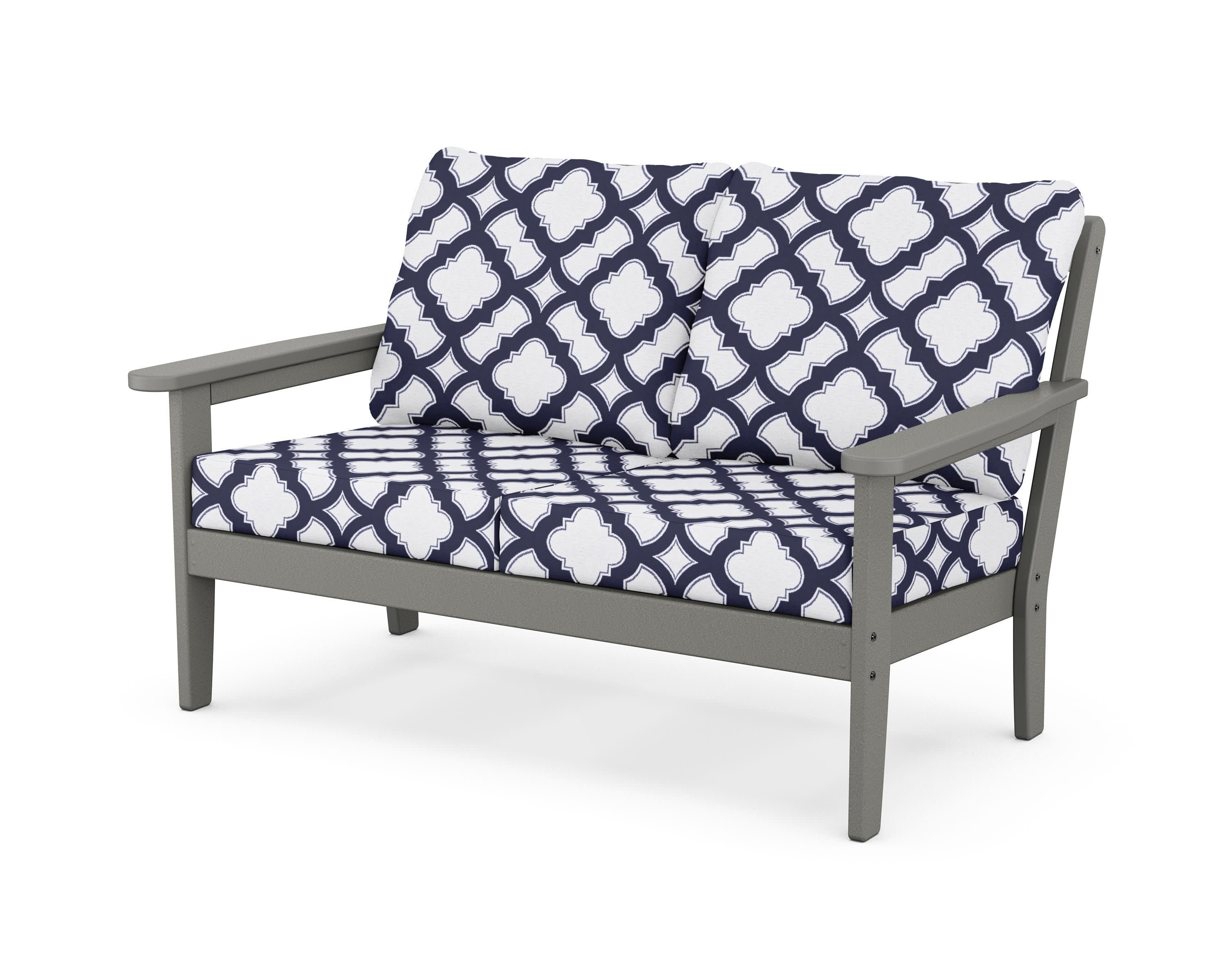 Cottage Deep Seating Loveseat in Slate Grey / Trellis Navy