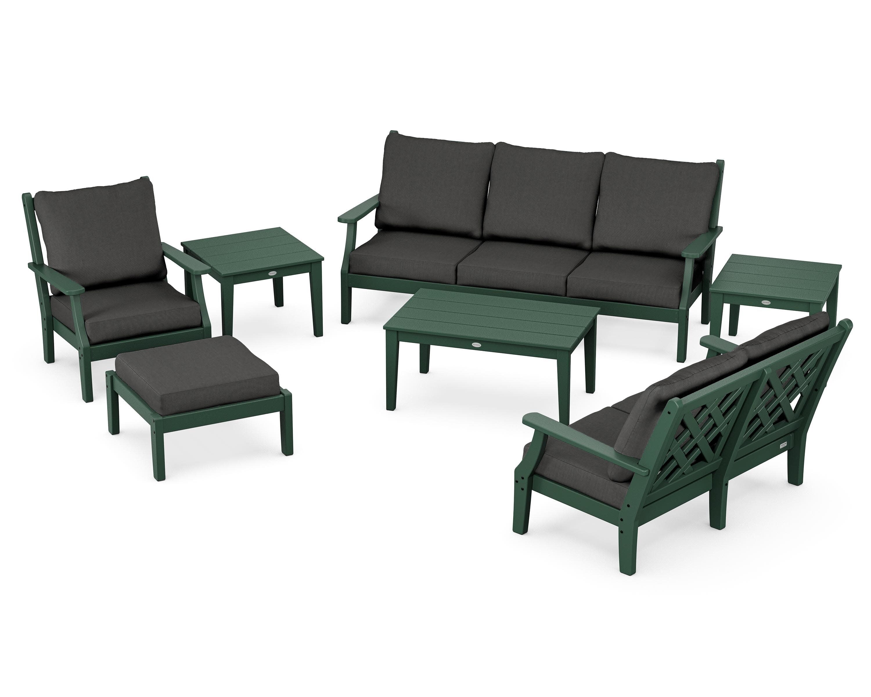 Wovendale 7-Piece Deep Seating Set in Green / Spectrum Carbon