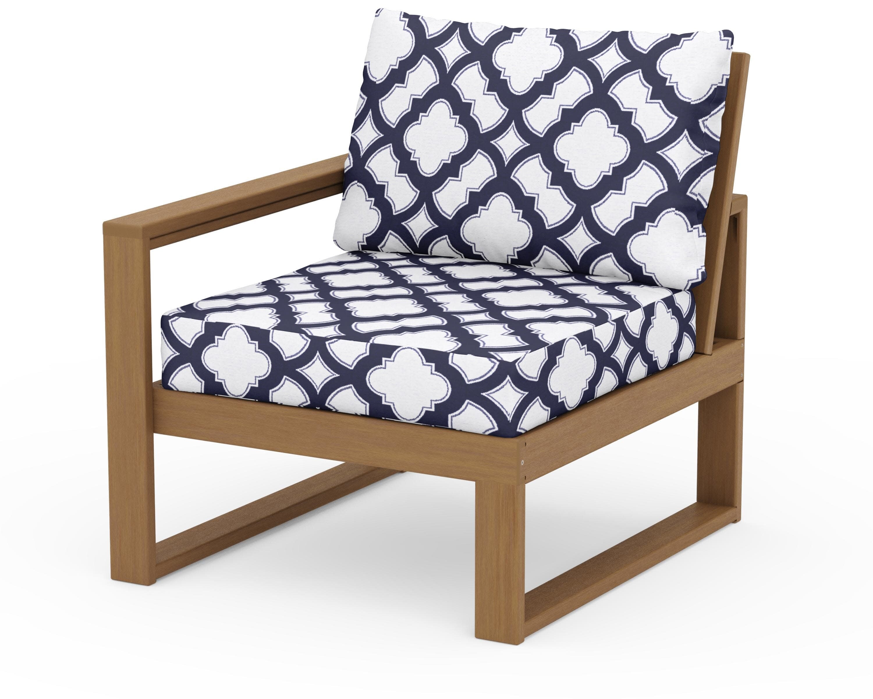 EDGE Modular Left Arm Chair in Natural / Trellis Navy