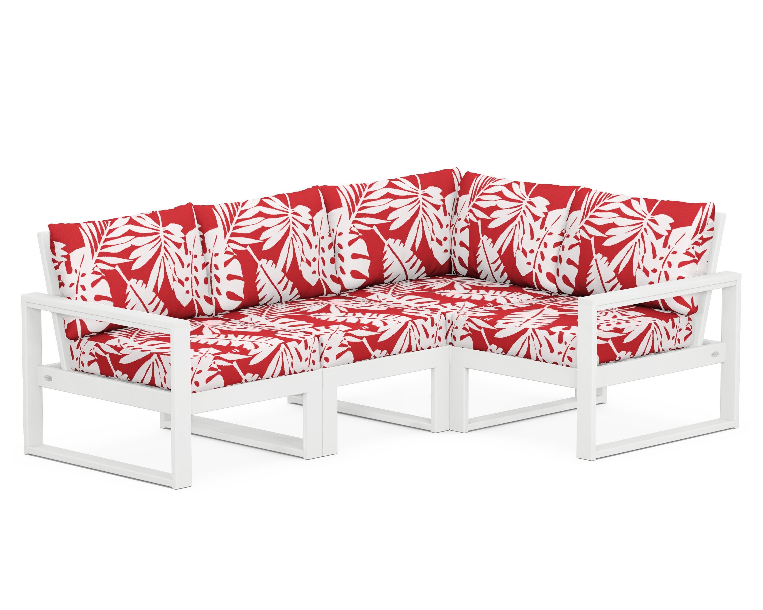 EDGE 4-Piece Modular Deep Seating Set in White / Leaf Crimson