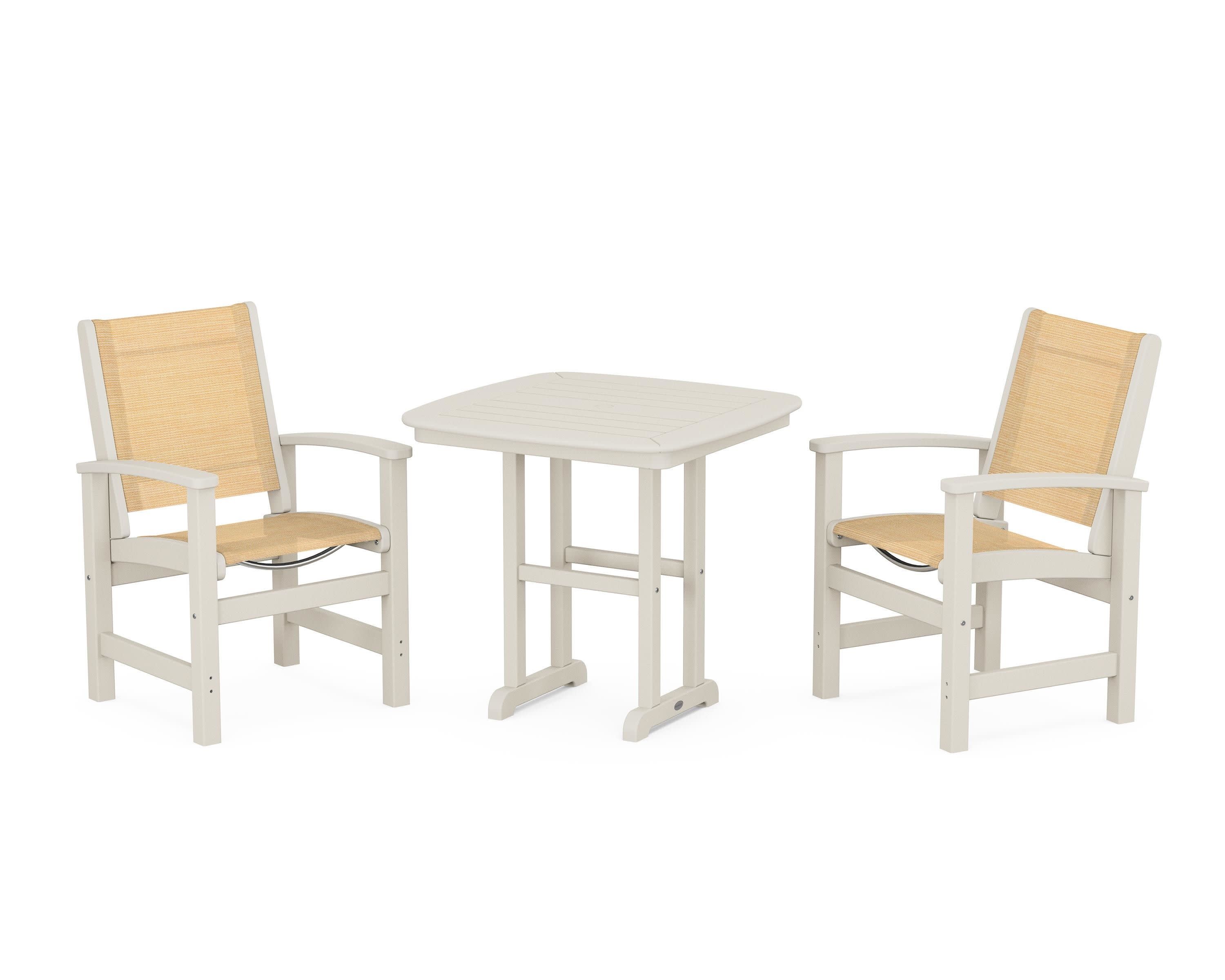 Coastal 3-Piece Dining Set in Sand / Dupioni Apricot Sling