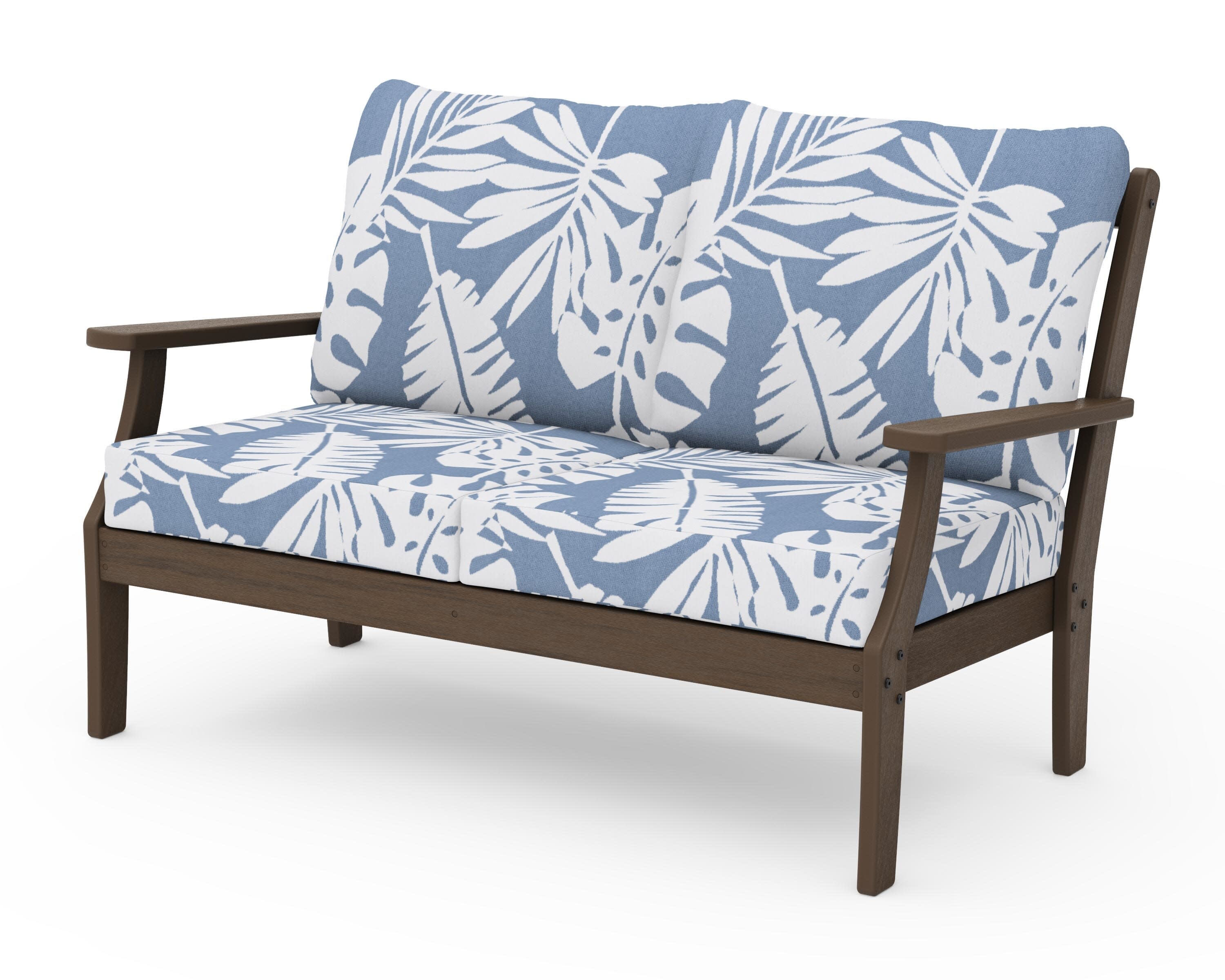 Braxton Deep Seating Loveseat in Kona / Leaf Sky Blue
