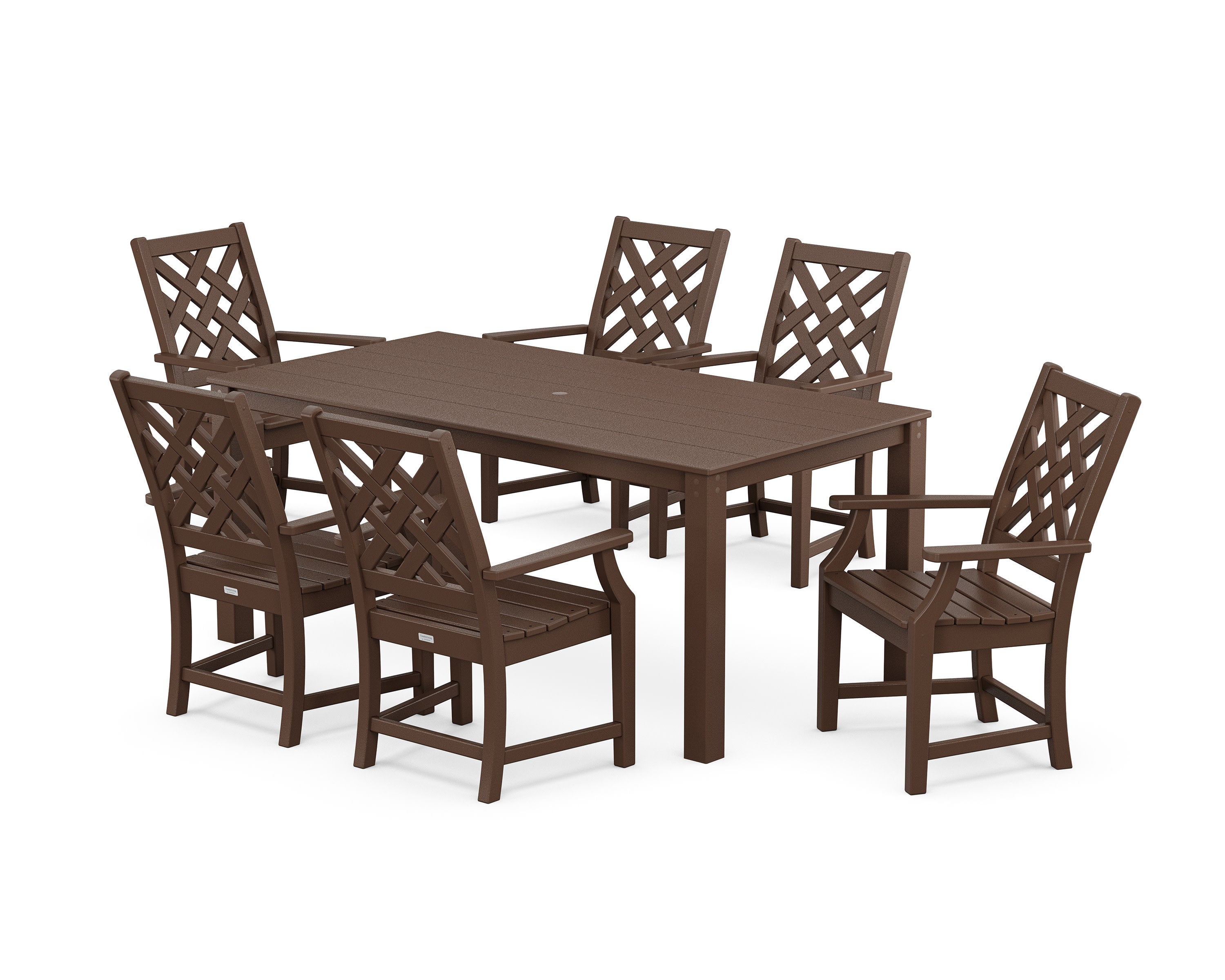 Wovendale Arm Chair 7-Piece Parsons Dining Set in Mahogany