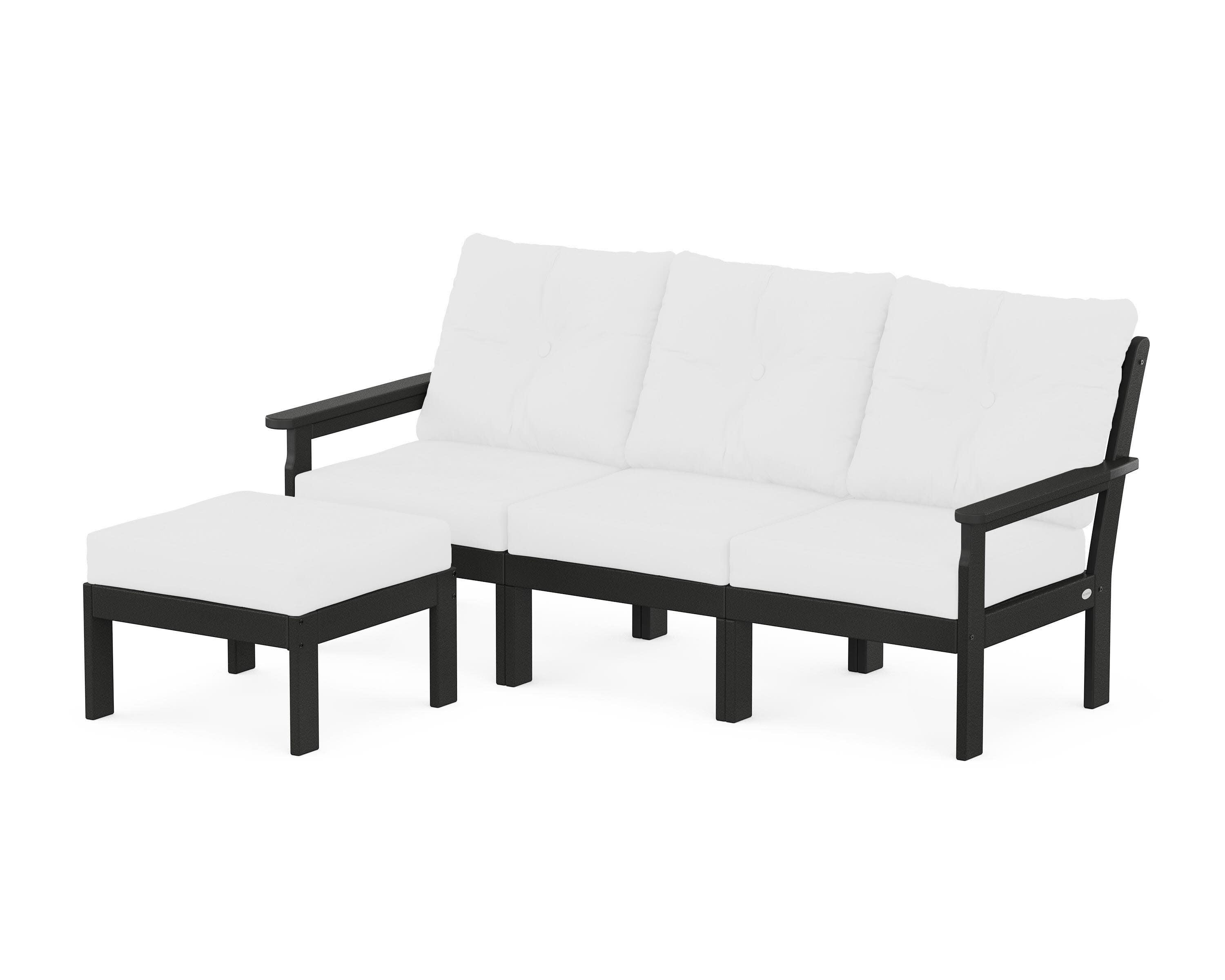 Vineyard 4-Piece Sectional with Ottoman in Black / Natural