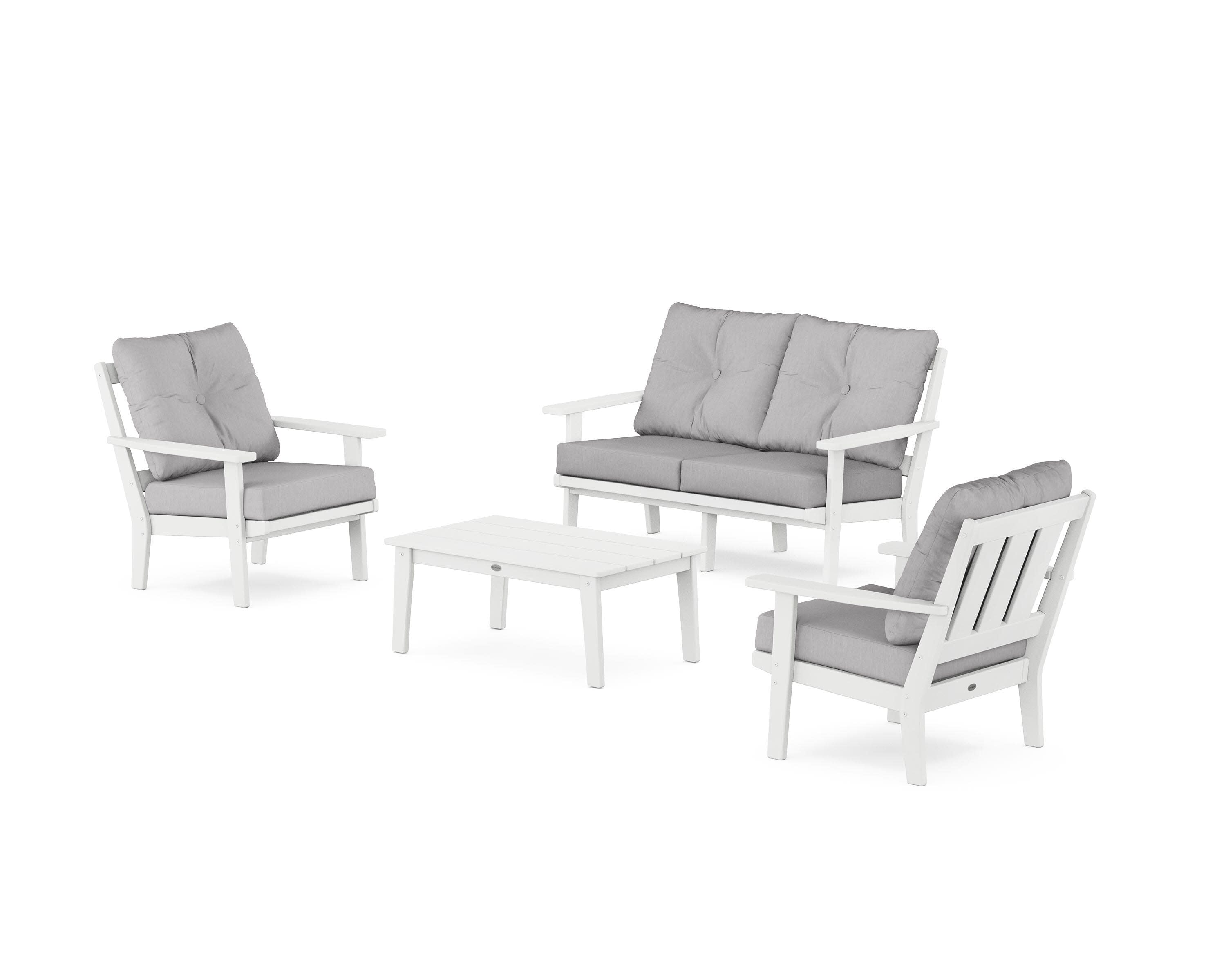 Oxford 4-Piece Deep Seating Set with Loveseat in White / Granite