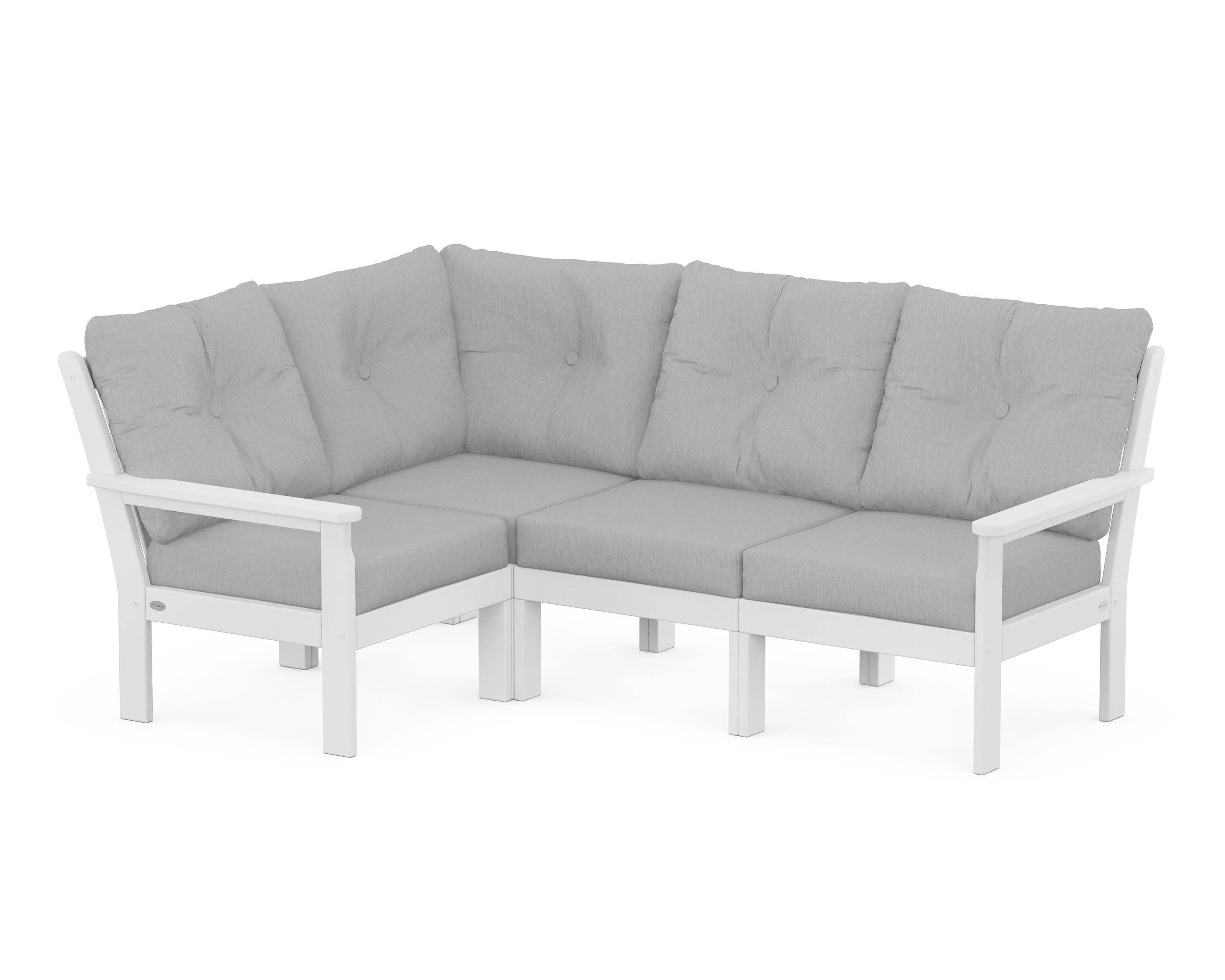 Vineyard 4-Piece Sectional in White / Granite
