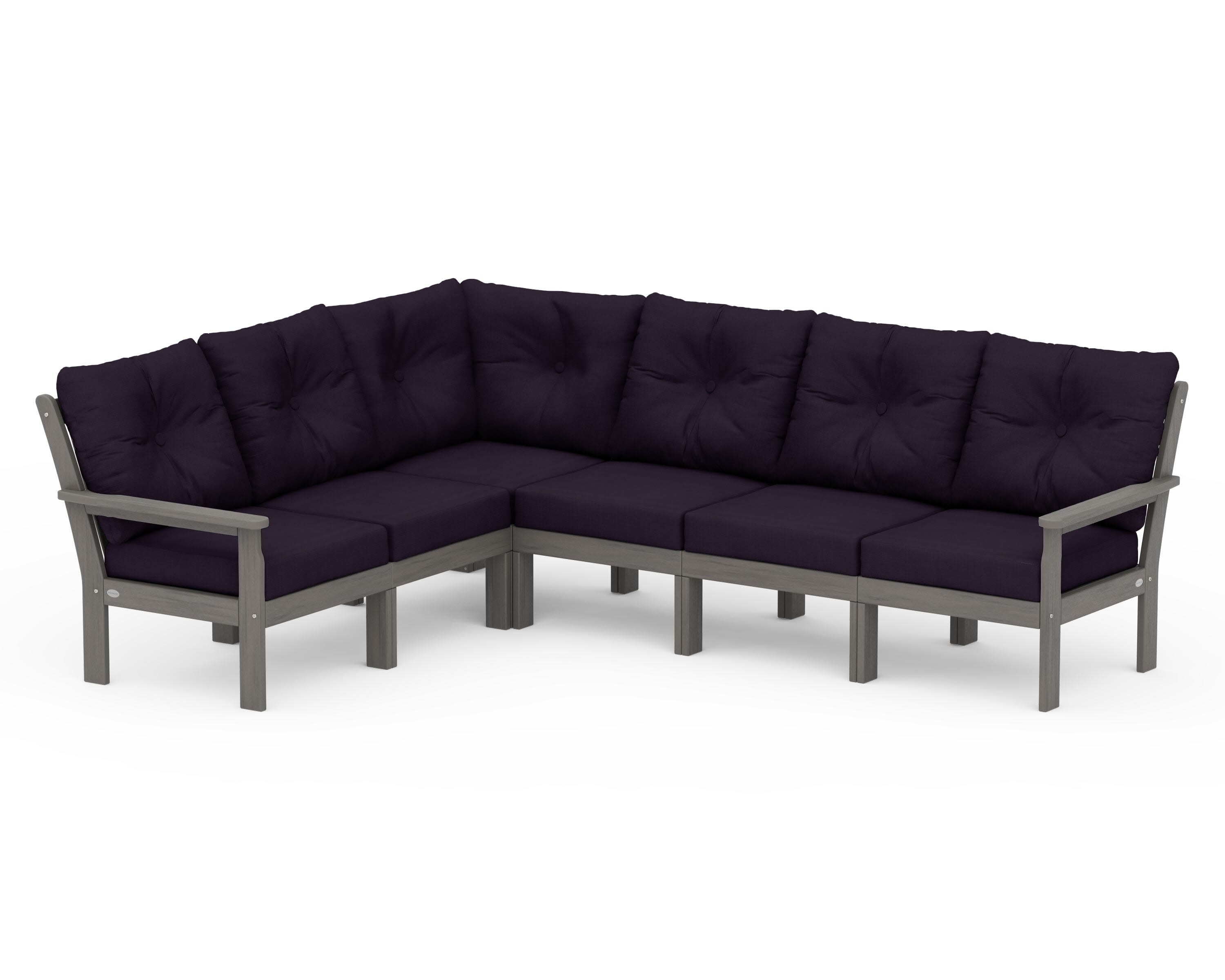 Vineyard 6-Piece Sectional in Driftwood / Navy Linen