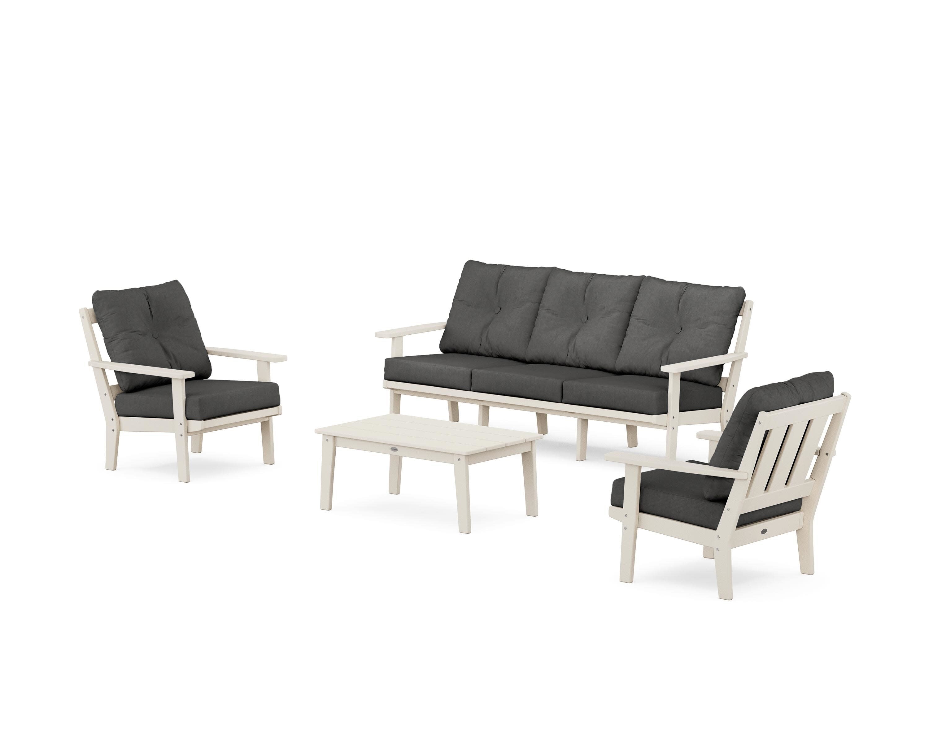 Oxford 4-Piece Deep Seating Set with Sofa in Sand / Spectrum Carbon