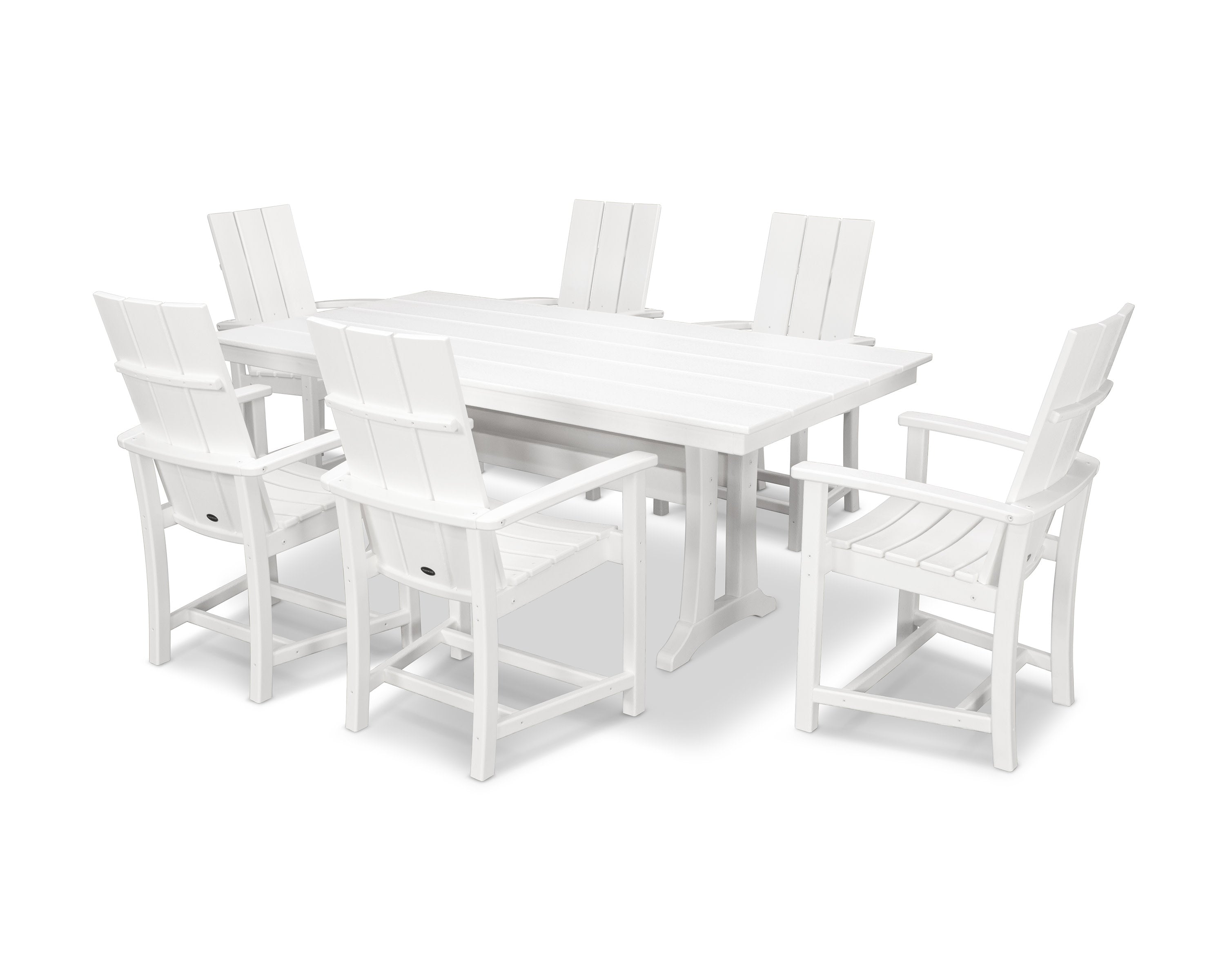 Modern Adirondack 7-Piece Farmhouse Dining Set with Trestle Legs in White