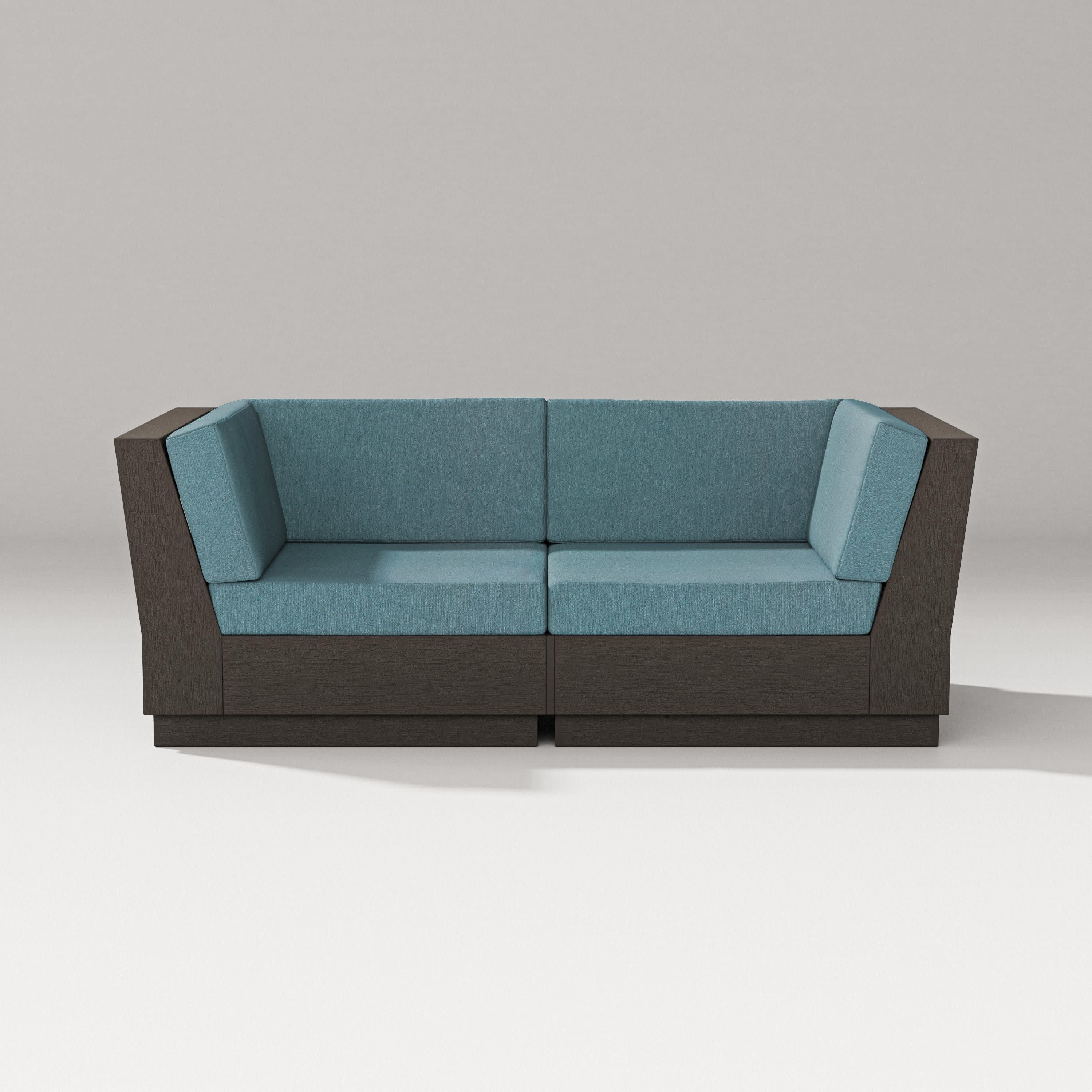 Elevate Loveseat Sectional in Vintage Coffee / Ocean Teal
