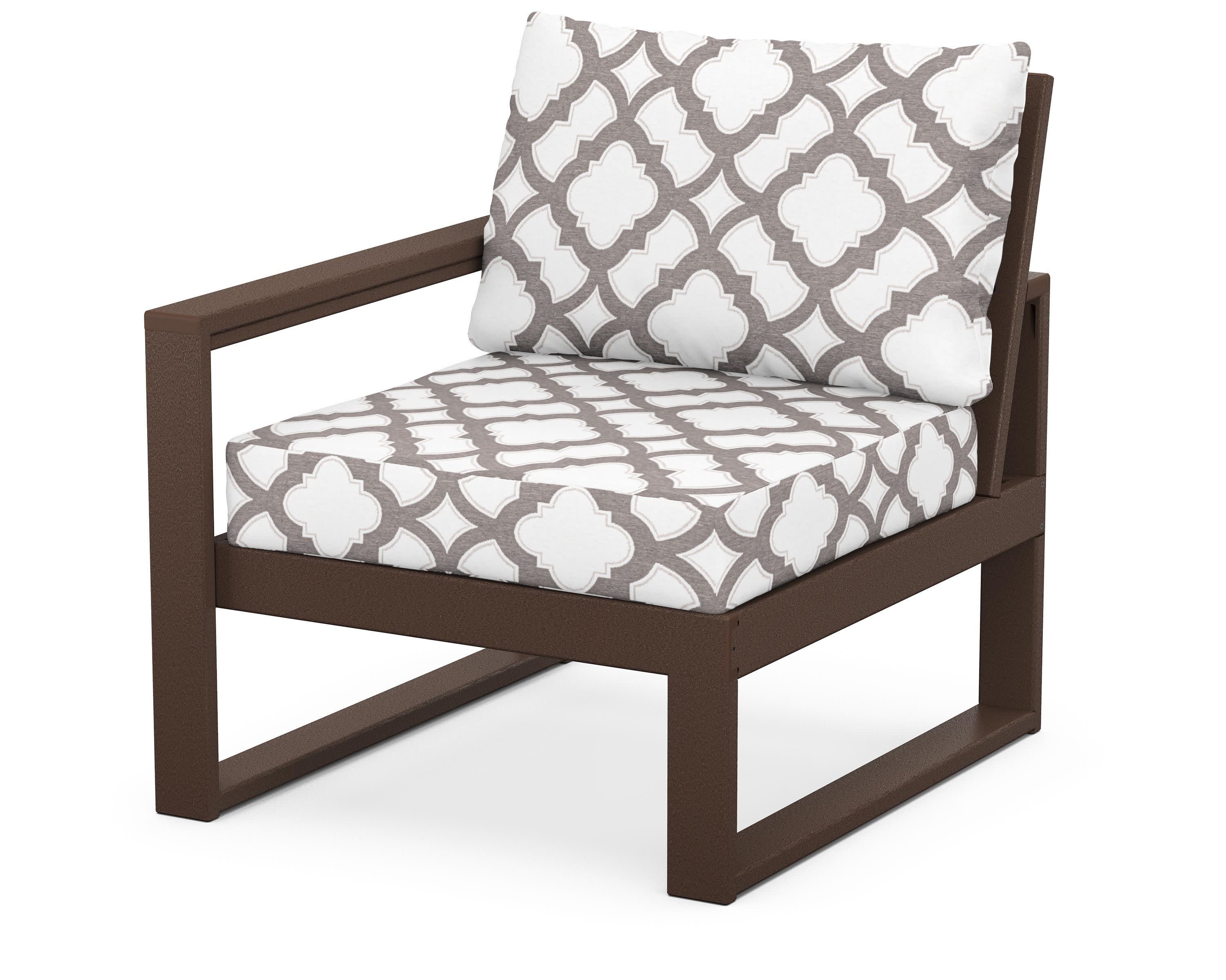 EDGE Modular Left Arm Chair in Mahogany / Trellis Grey Mist