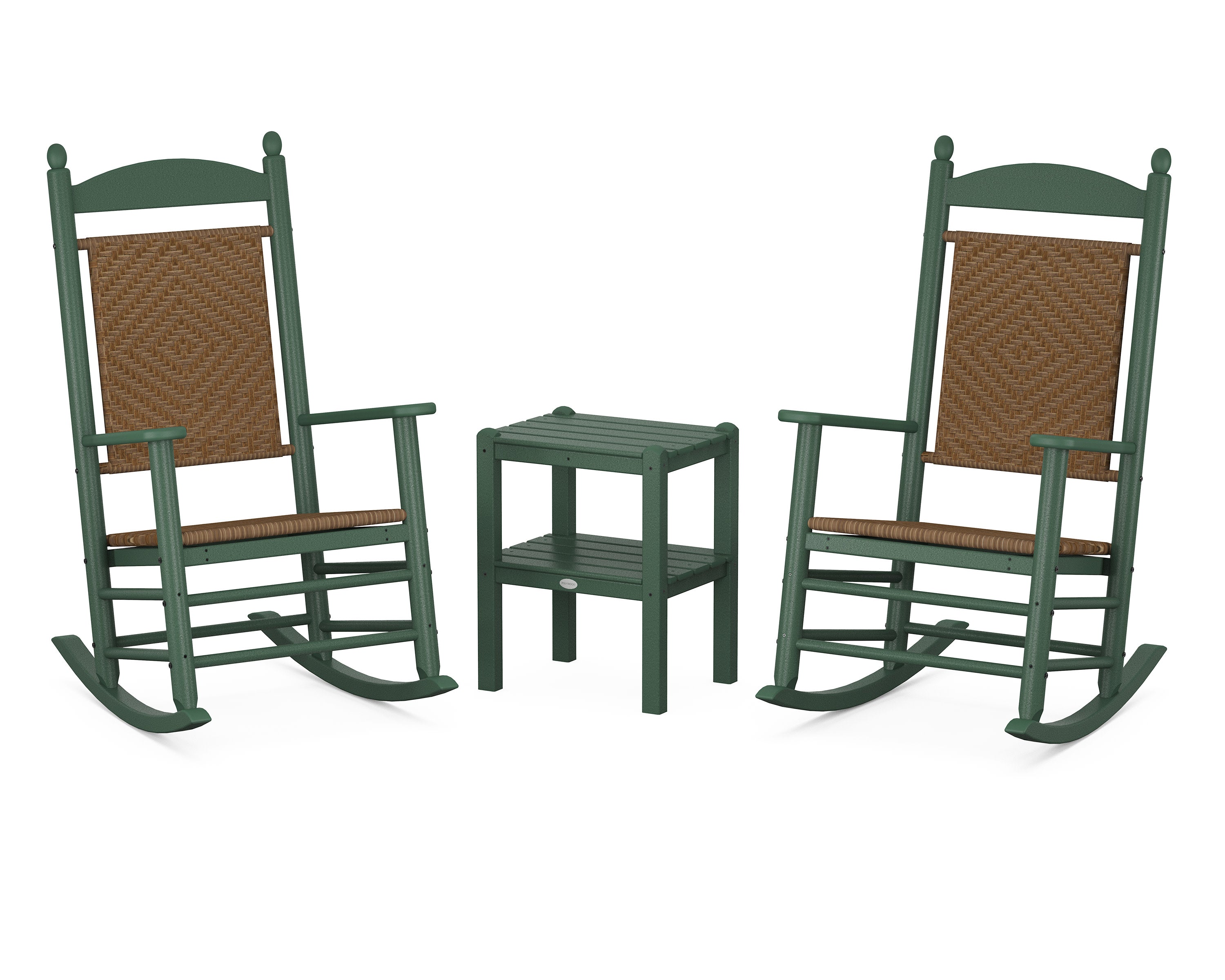 Jefferson 3-Piece Woven Rocker Set in Green / Tigerwood