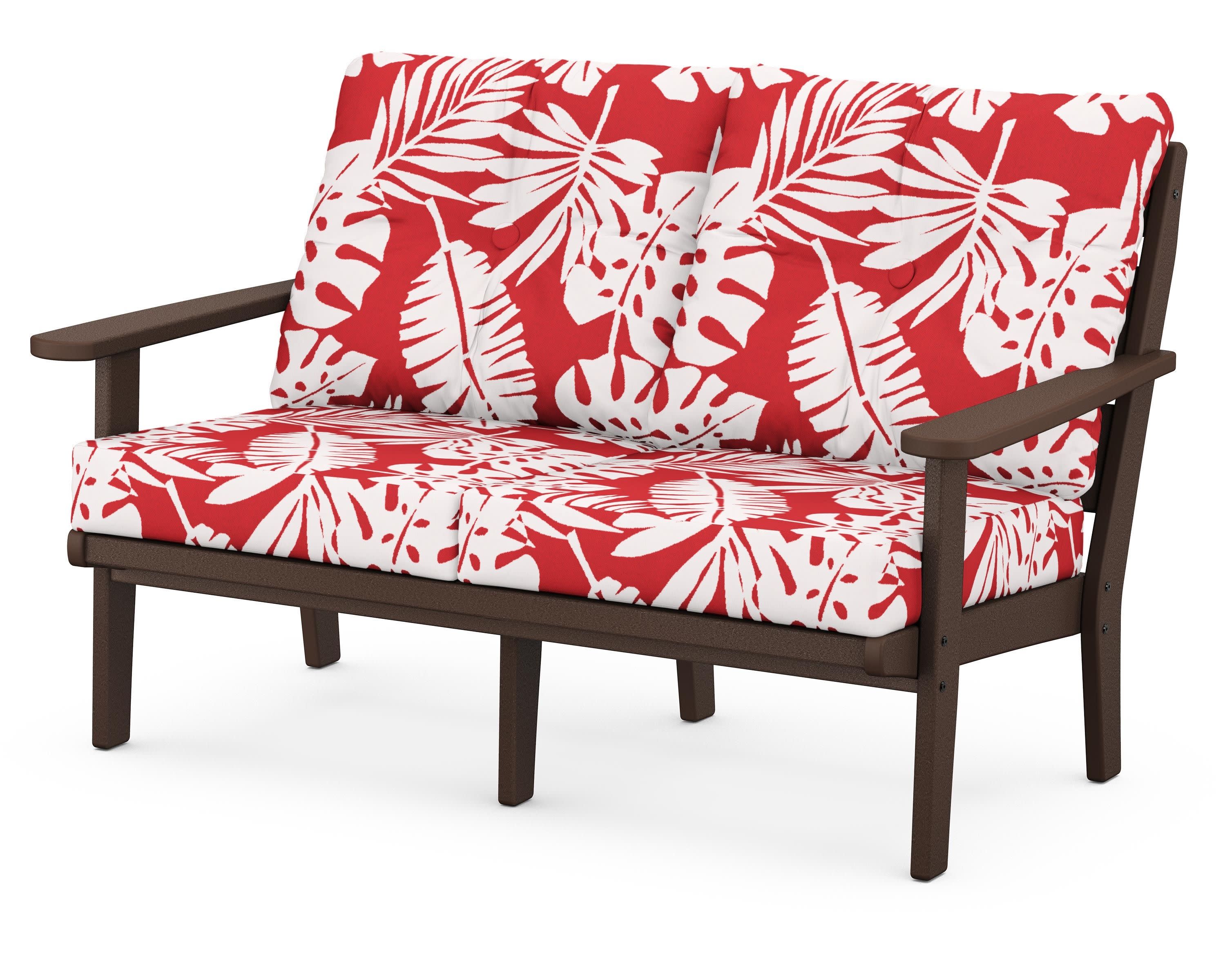 Lakeside Deep Seating Loveseat in Mahogany / Leaf Crimson