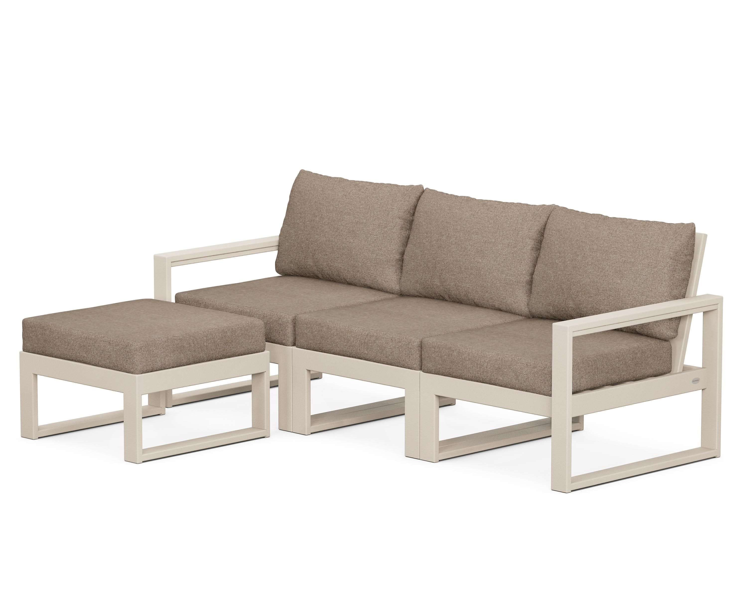 EDGE 4-Piece Modular Deep Seating Set with Ottoman in Sand / Spiced Burlap