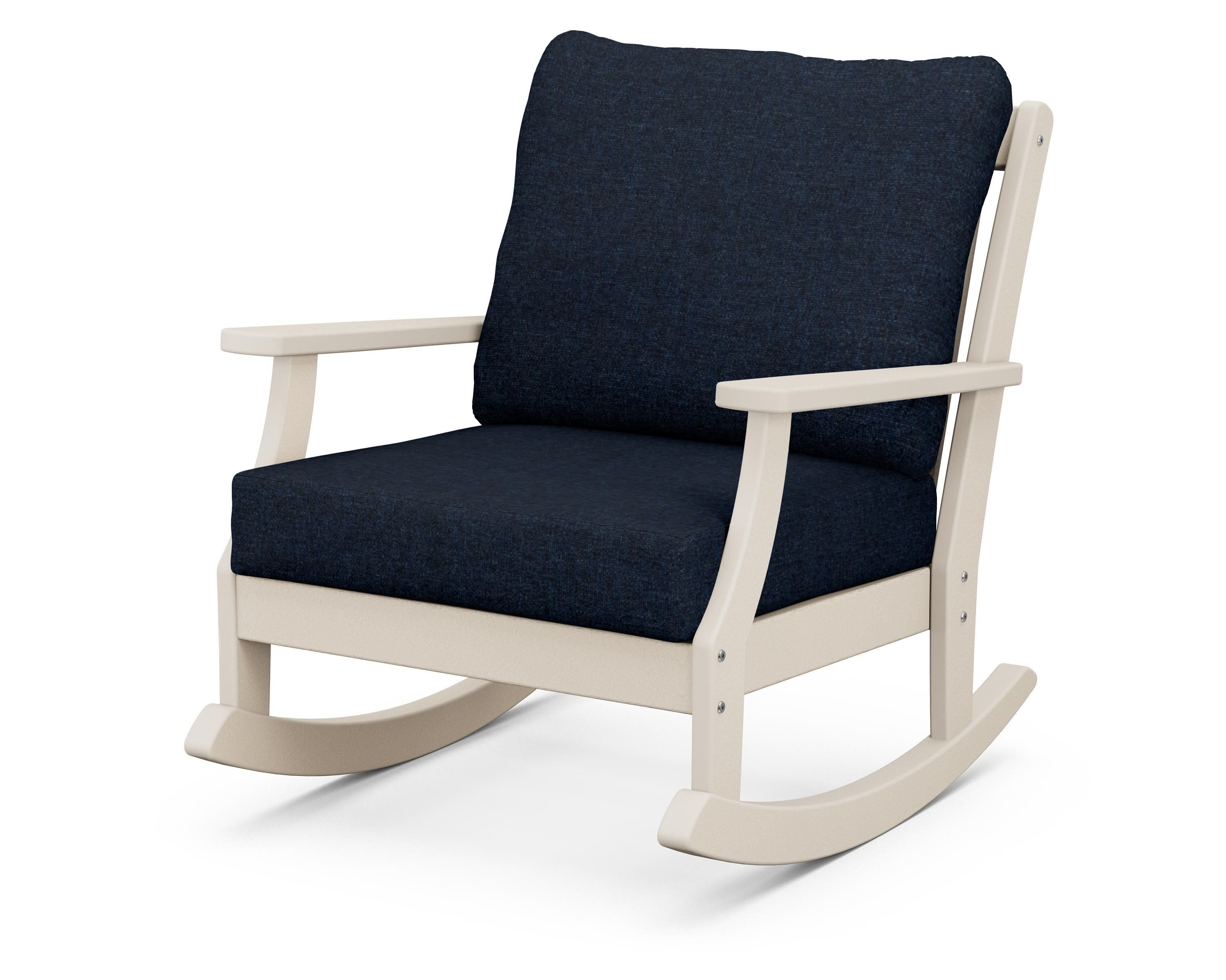 Braxton Deep Seating Rocking Chair in Sand / Marine Indigo