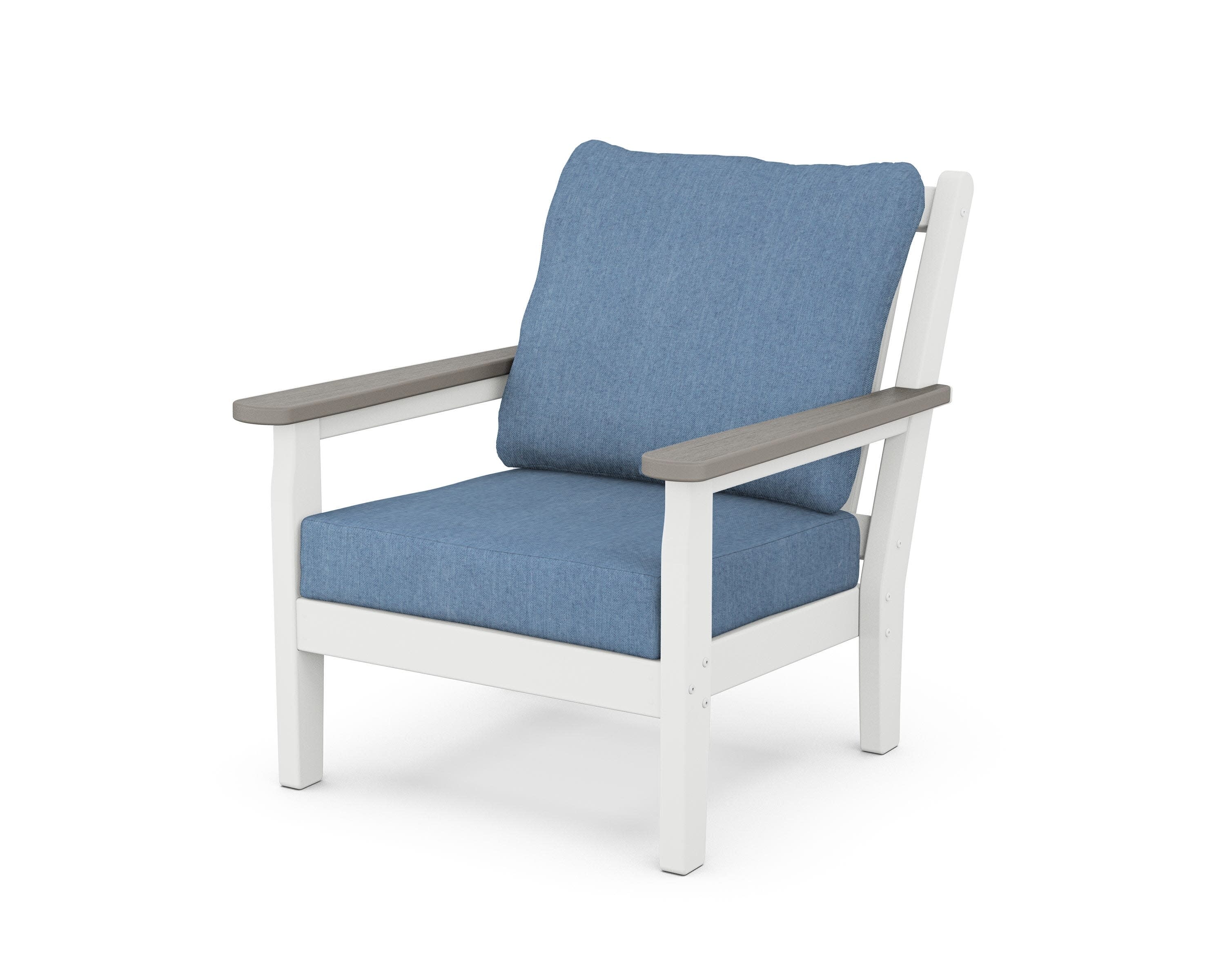 Chippendale Deep Seating Chair in White / Driftwood / Sky Blue