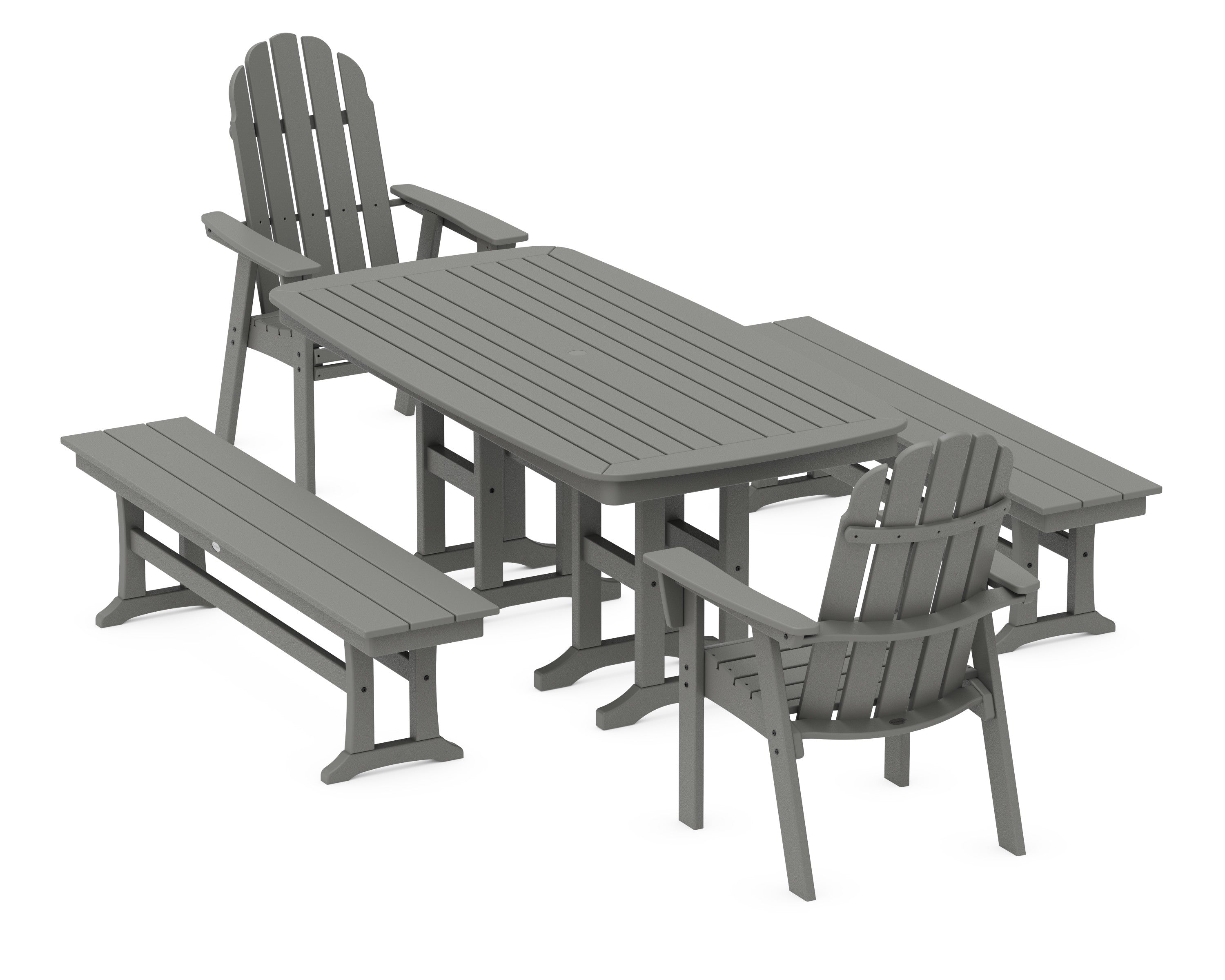 Vineyard Adirondack 5-Piece Dining Set with Benches