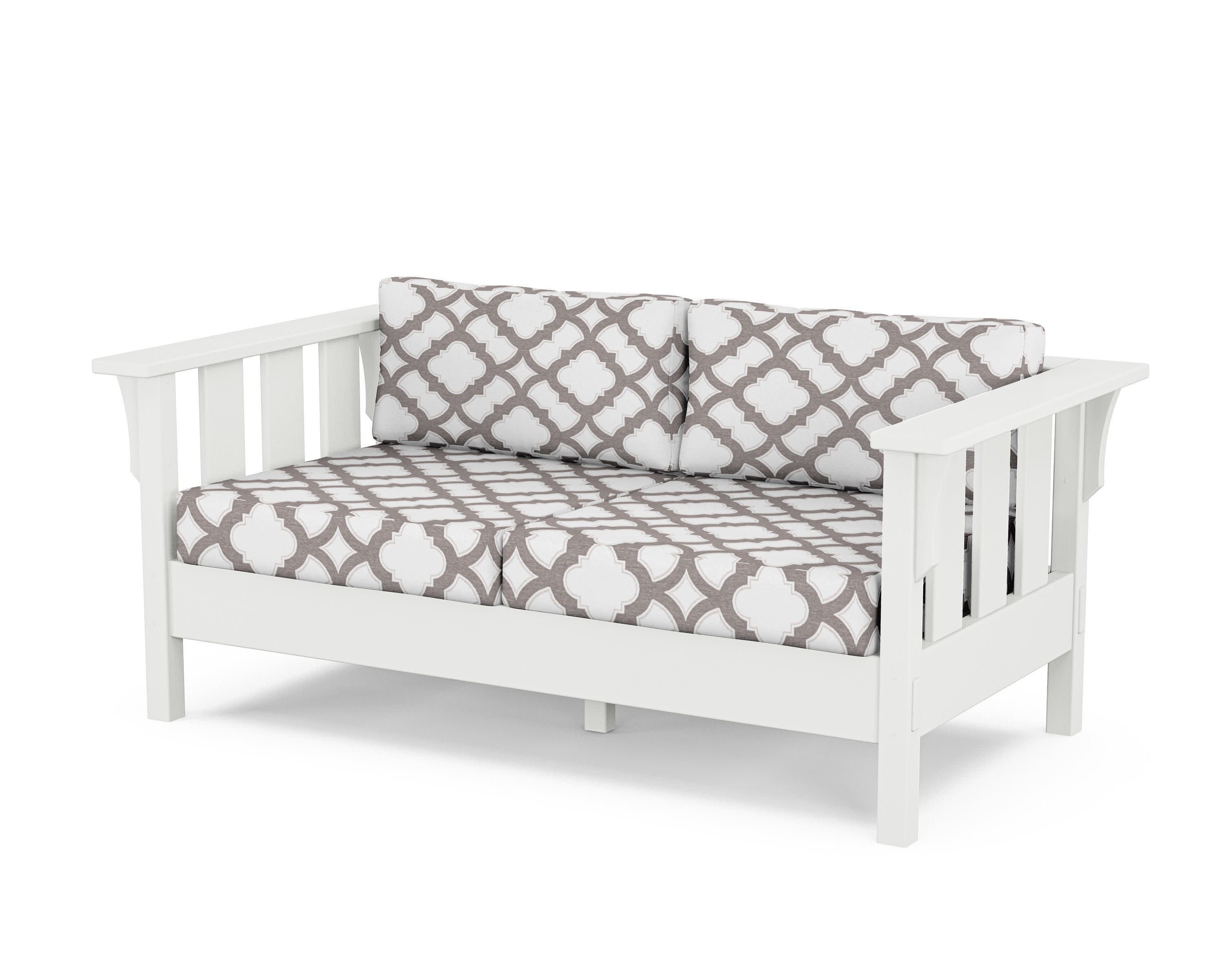 Acadia Deep Seating Loveseat in White / Trellis Grey Mist