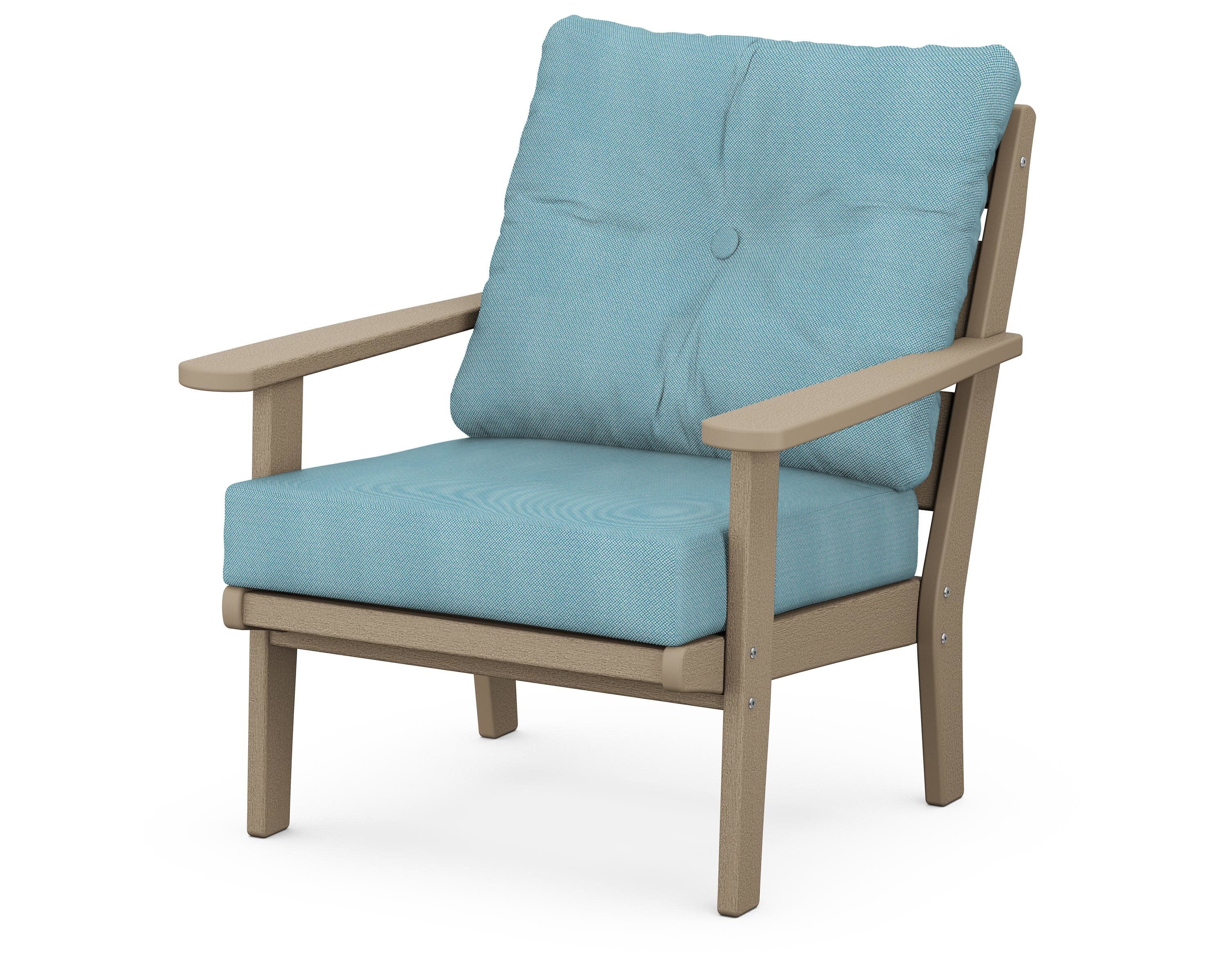 Lakeside Deep Seating Chair in Vintage Sahara / Lattice Sky Blue