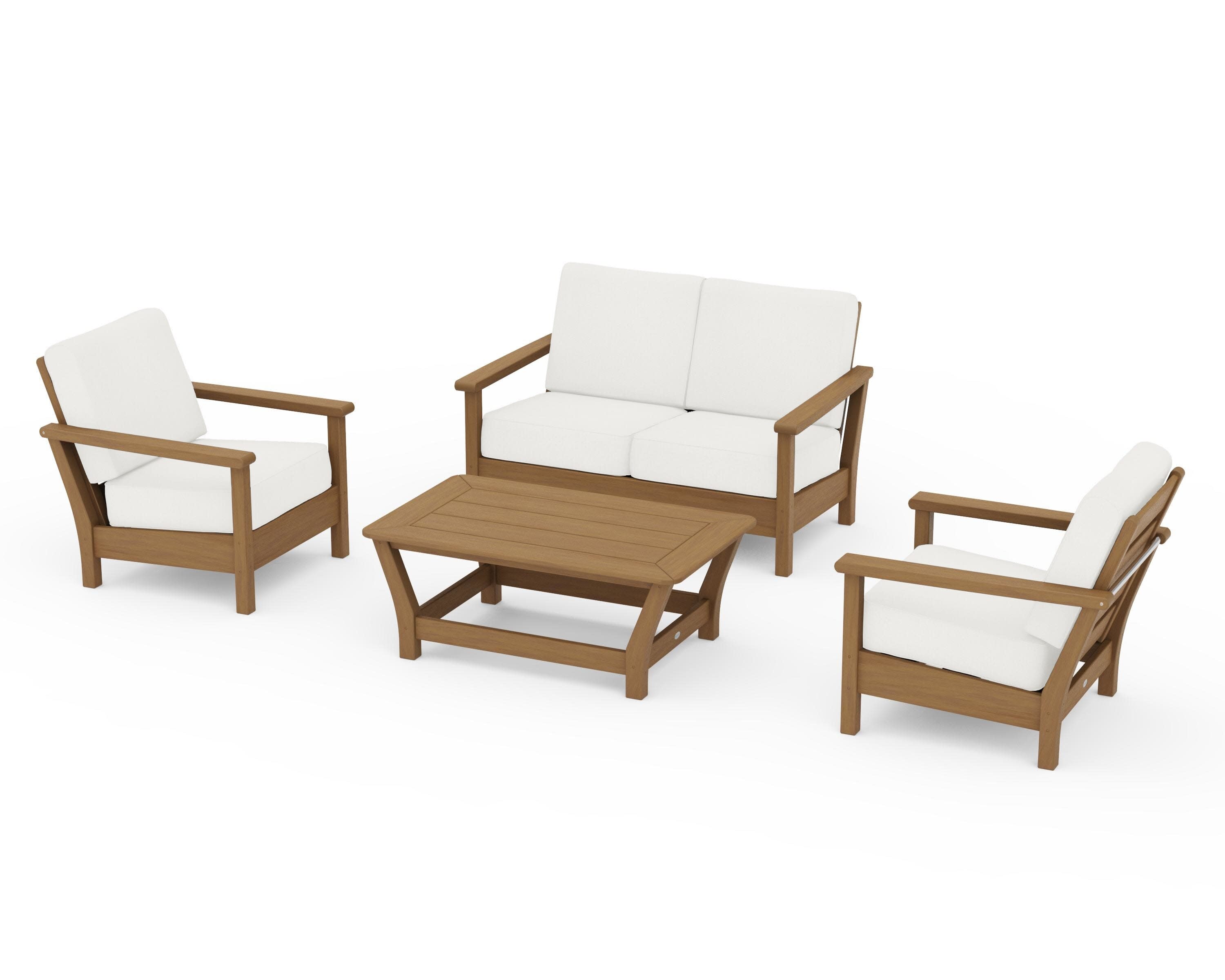 Harbour 4-Piece Deep Seating Set in Natural / Natural Linen