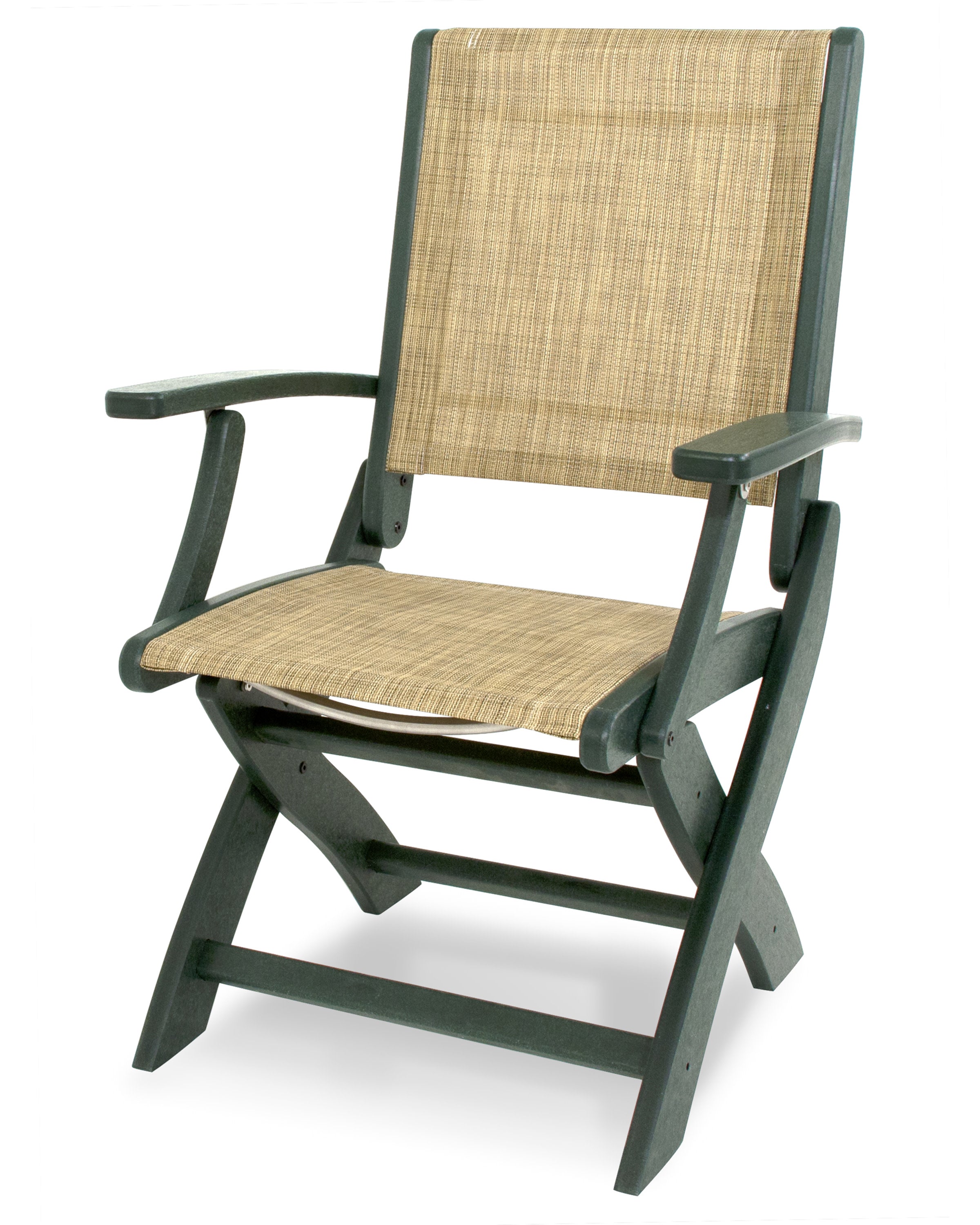 Coastal Folding Chair in Green / Burlap Sling