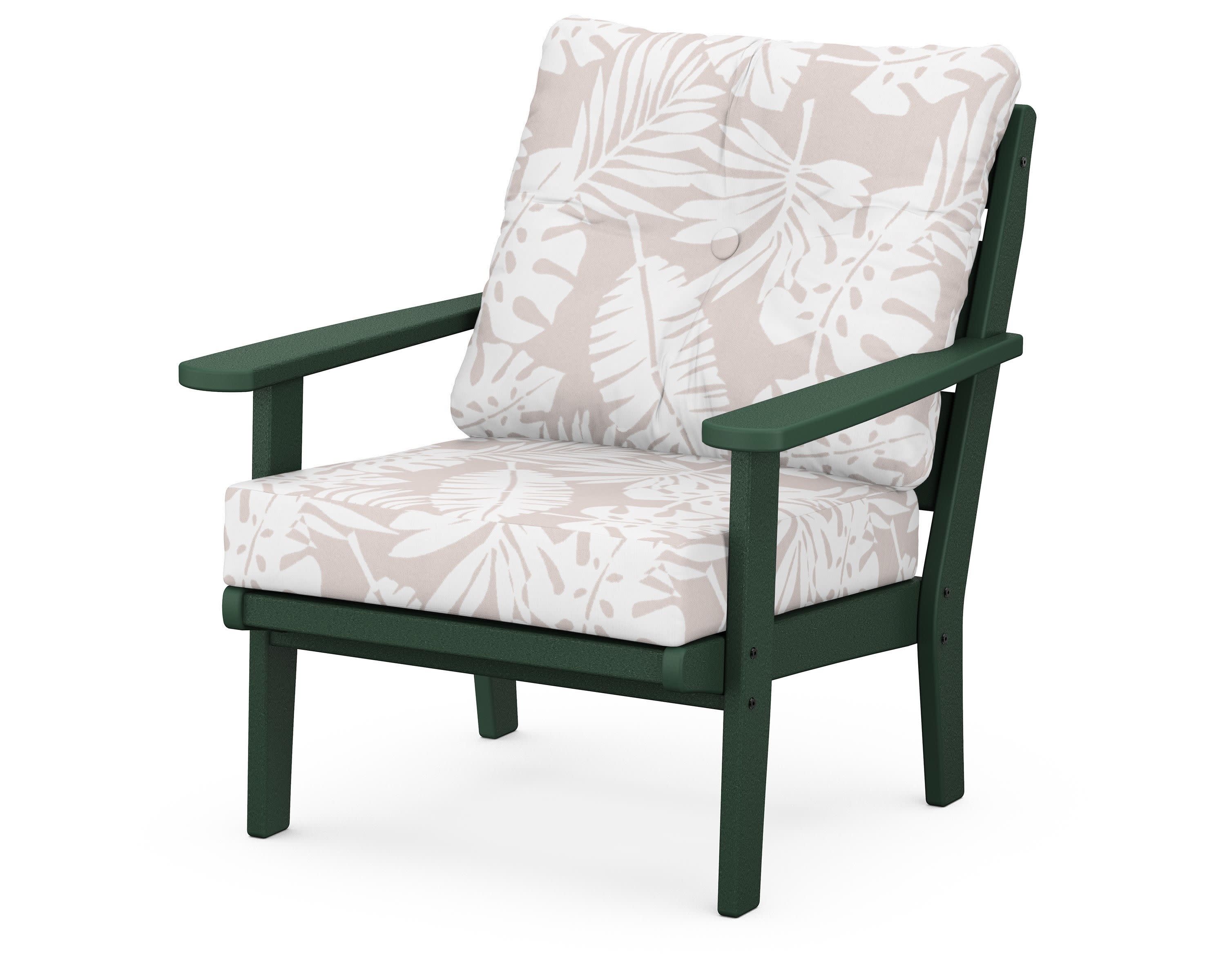 Lakeside Deep Seating Chair in Green / Leaf Dune Burlap