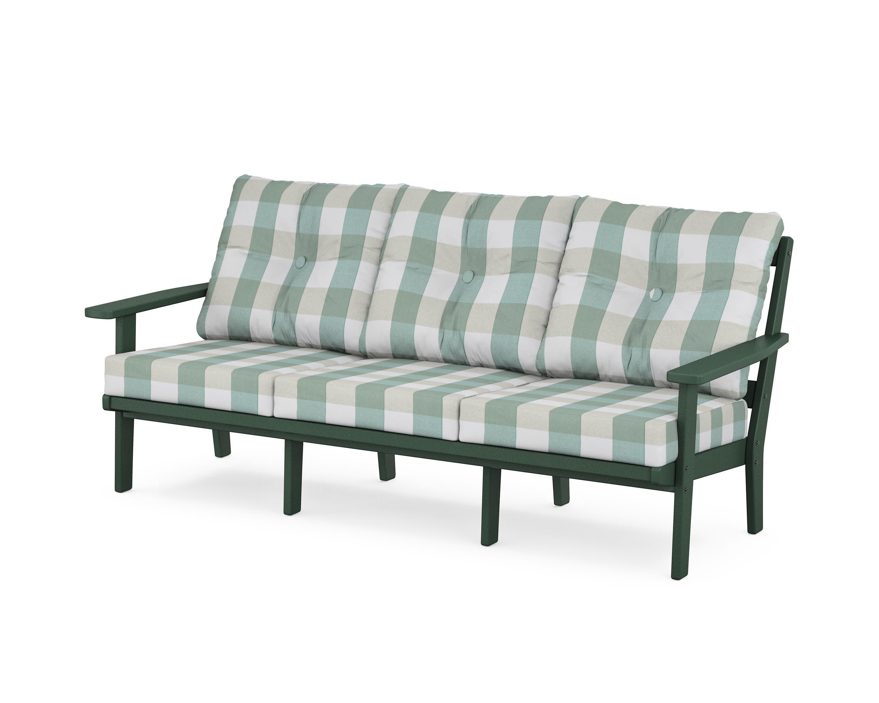 PrairieDeep Seating Sofa in Green / Buffalo Plaid Glacier Spa